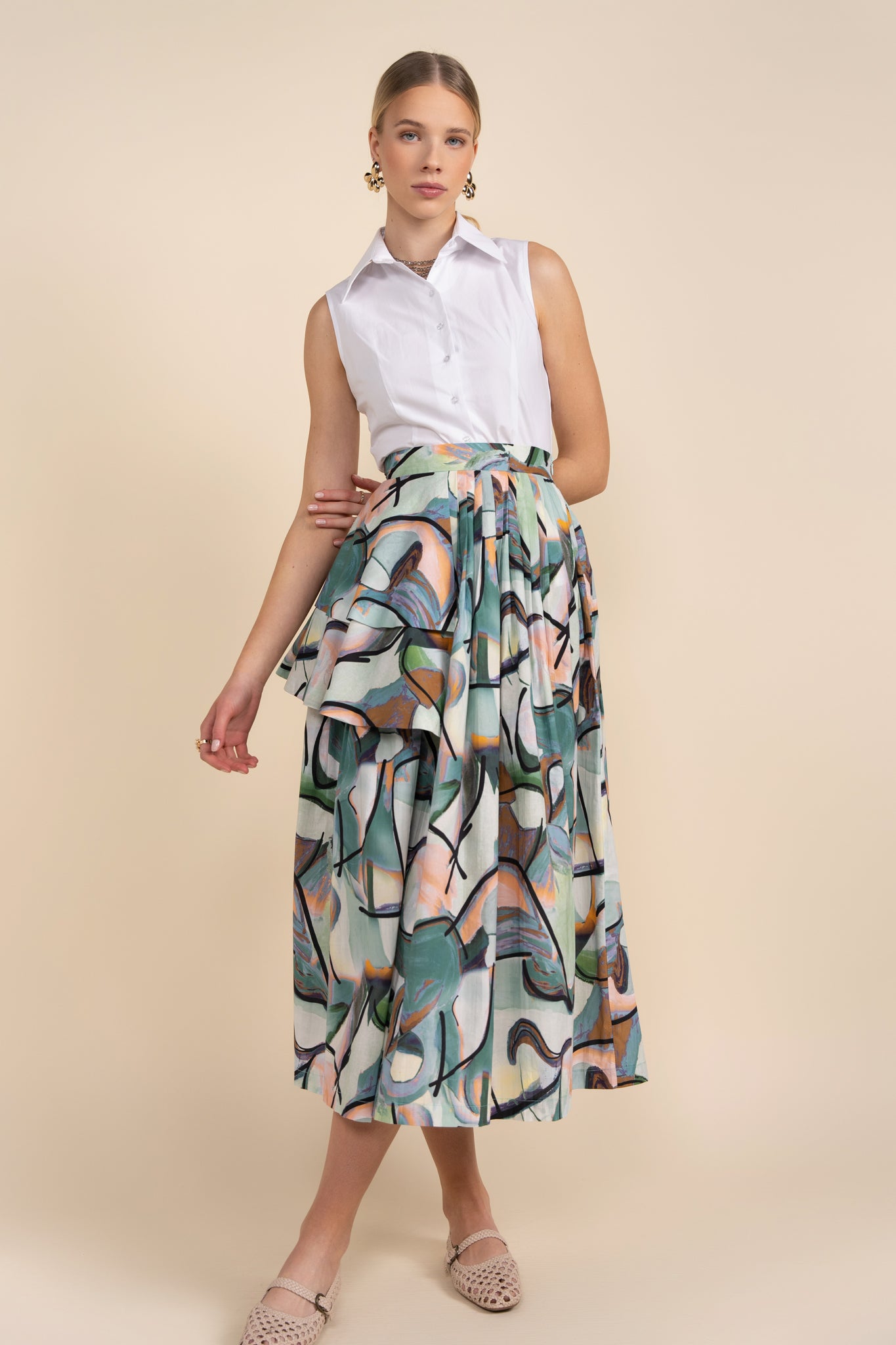 Cienega Skirt in Abstract Paint