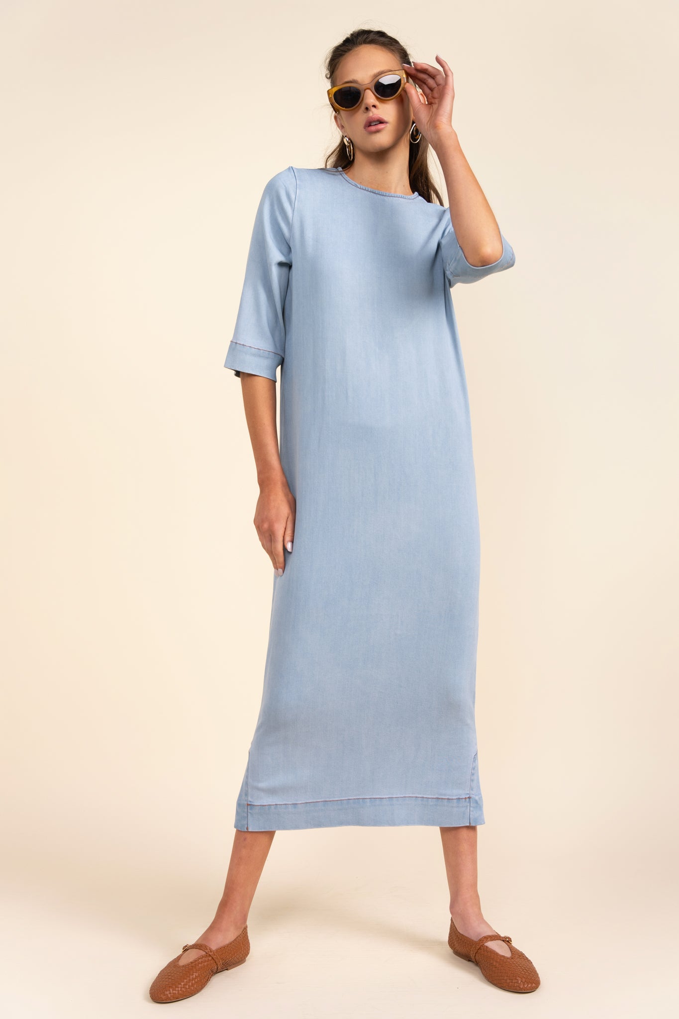 white christmas dresses Rivington Dress in Stone Wash Denim