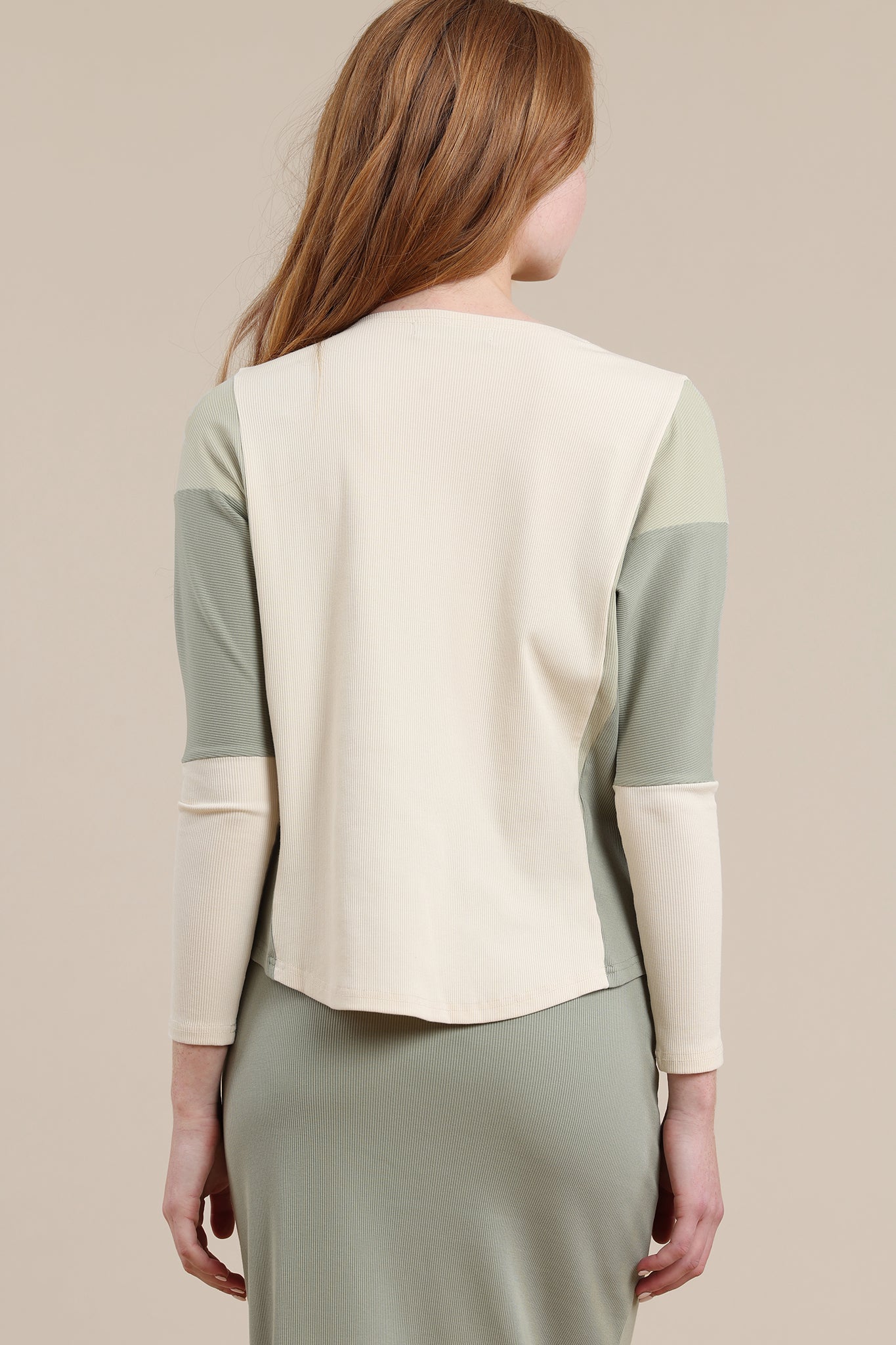 Laurel Top in Light Sage/Cream Mix