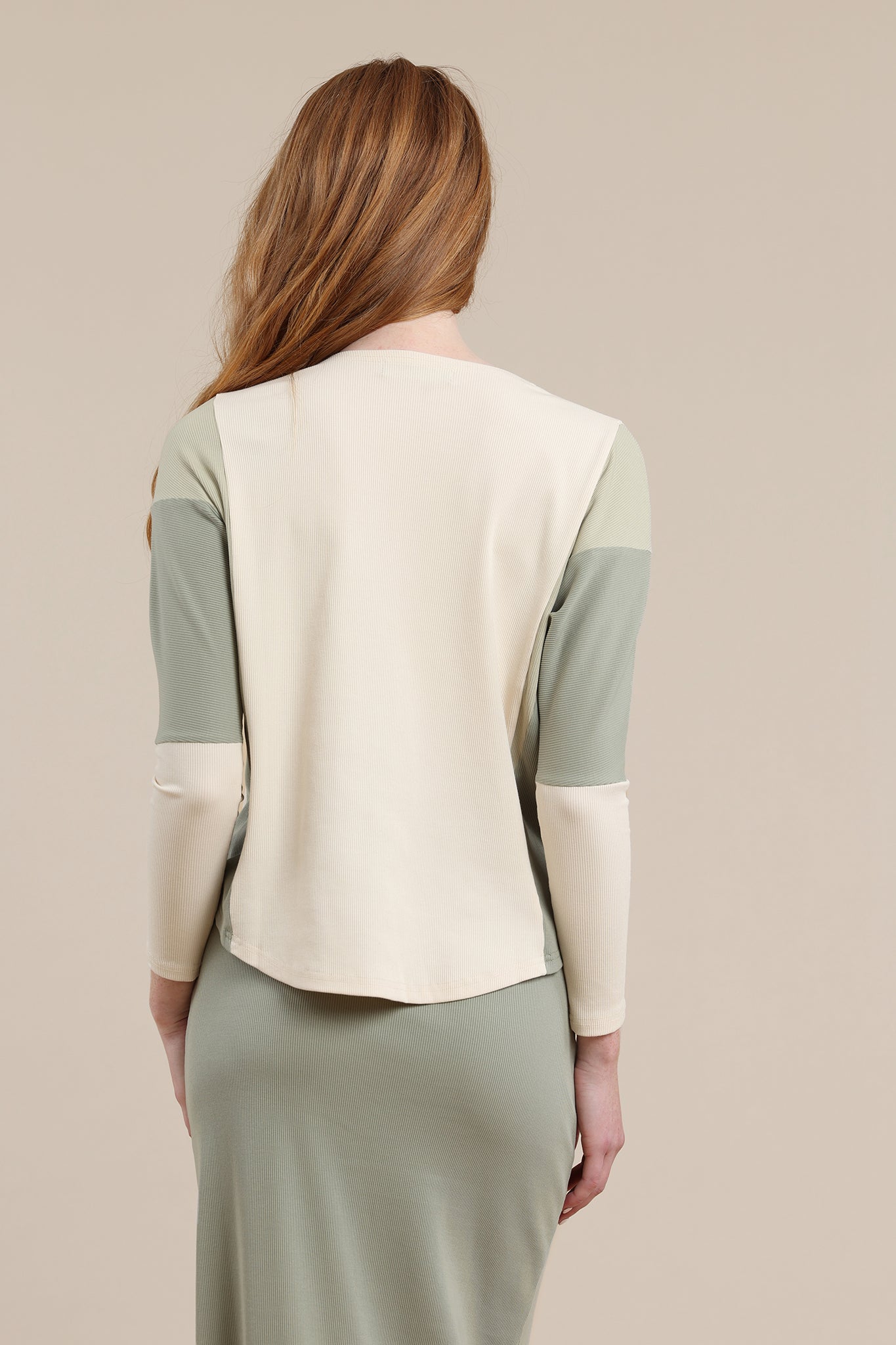 Laurel Top in Light Sage/Cream Mix