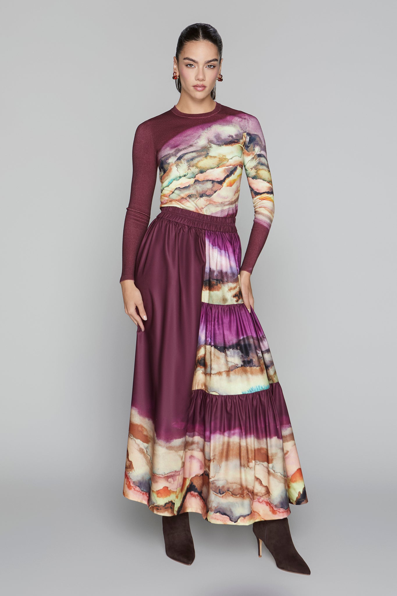 Wells Skirt in Merlot Ombre