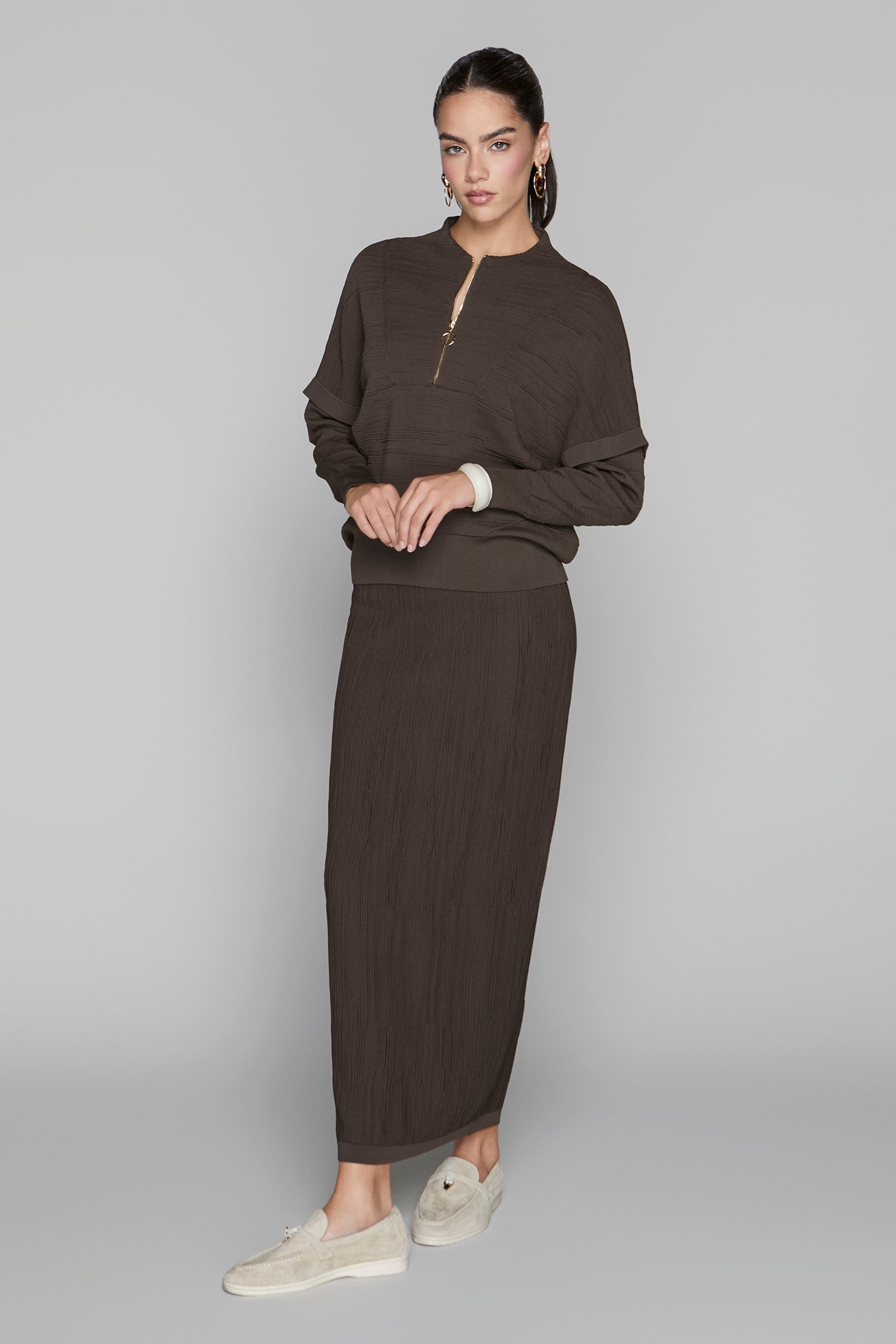 Canton Zip Top in Cocoa
