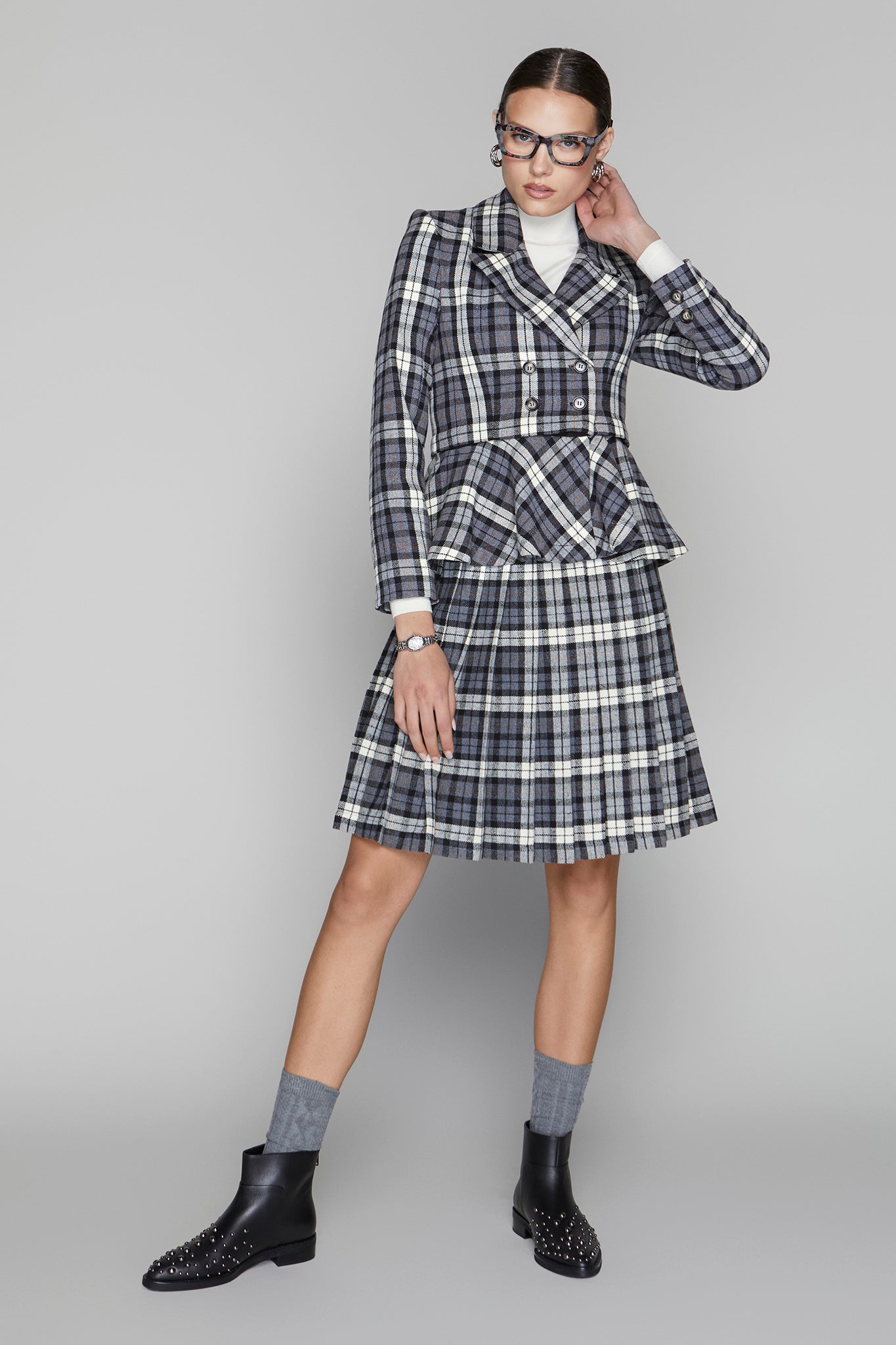 Briar Blazer in Black / Graphite Plaid