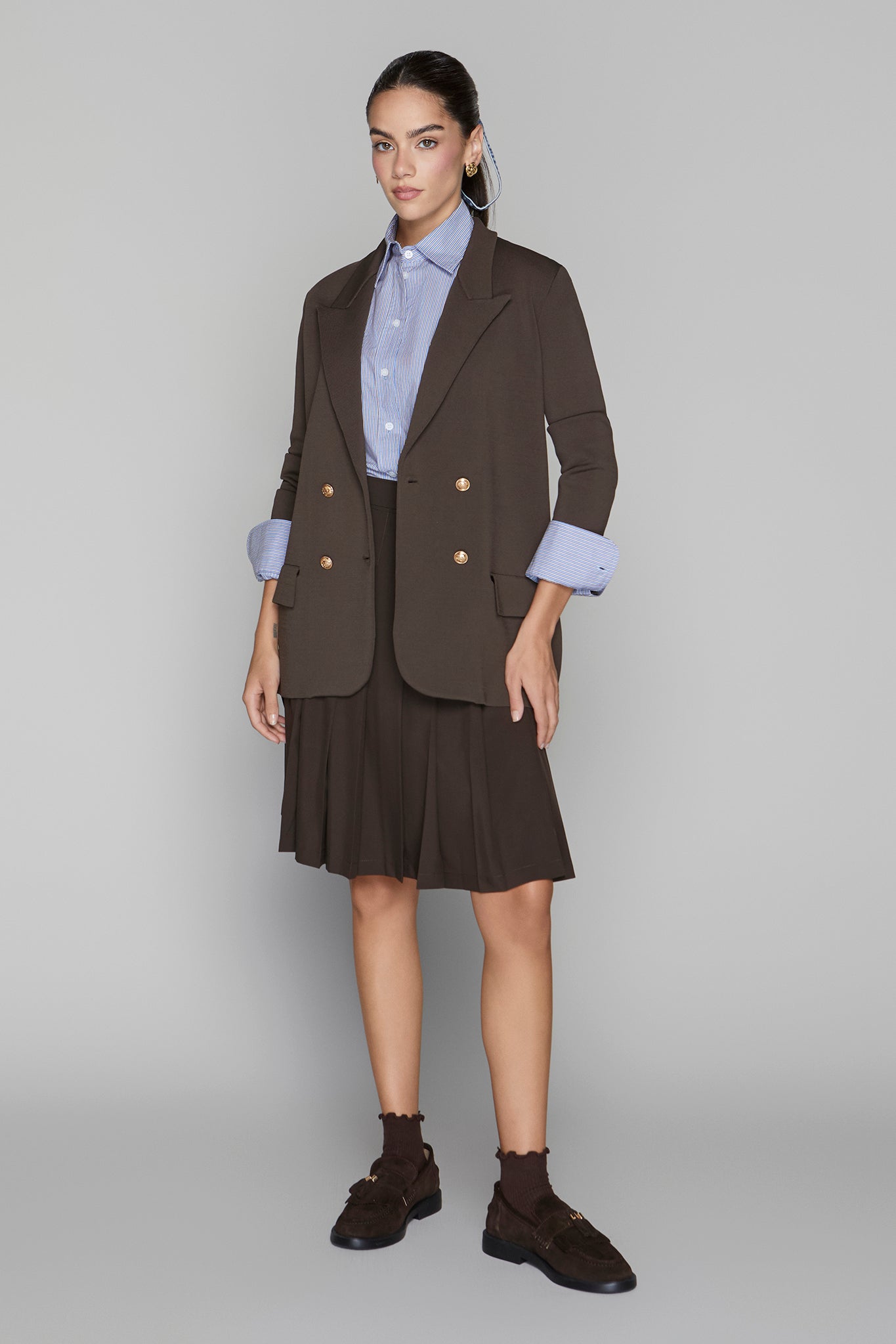 Spencer Blouse in Blue Pinstripe