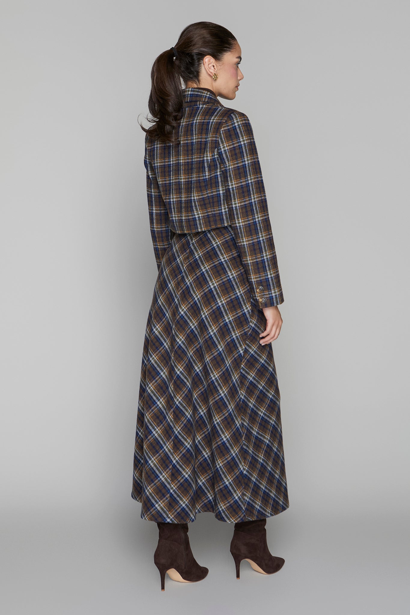 Briar Maxi Skirt in Cocoa / Navy Plaid