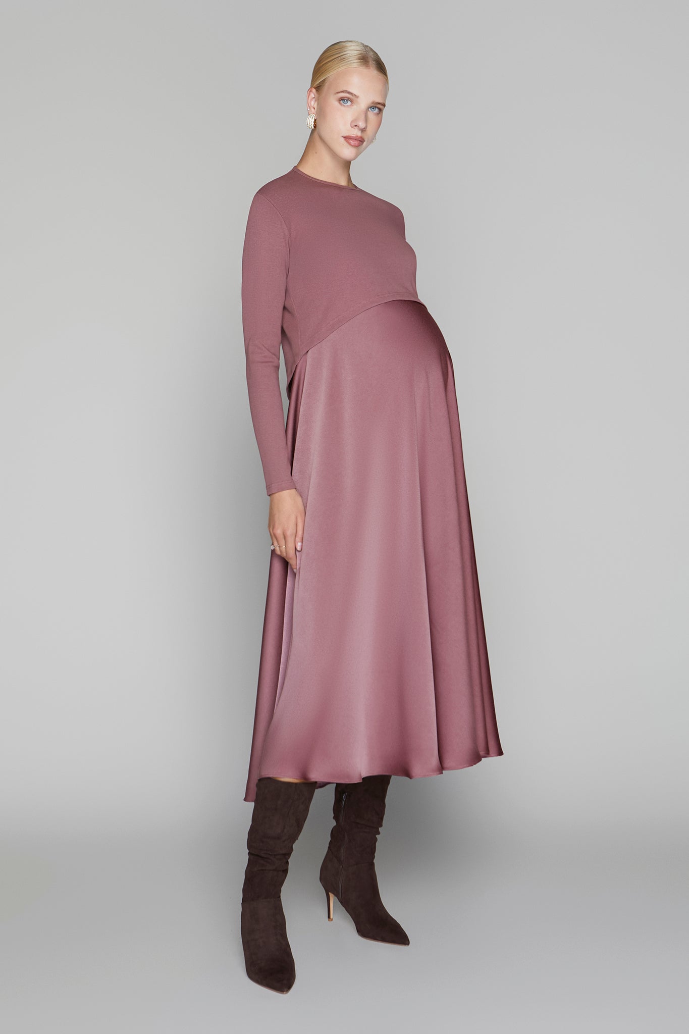 Sahara Maternity Dress in Mulberry