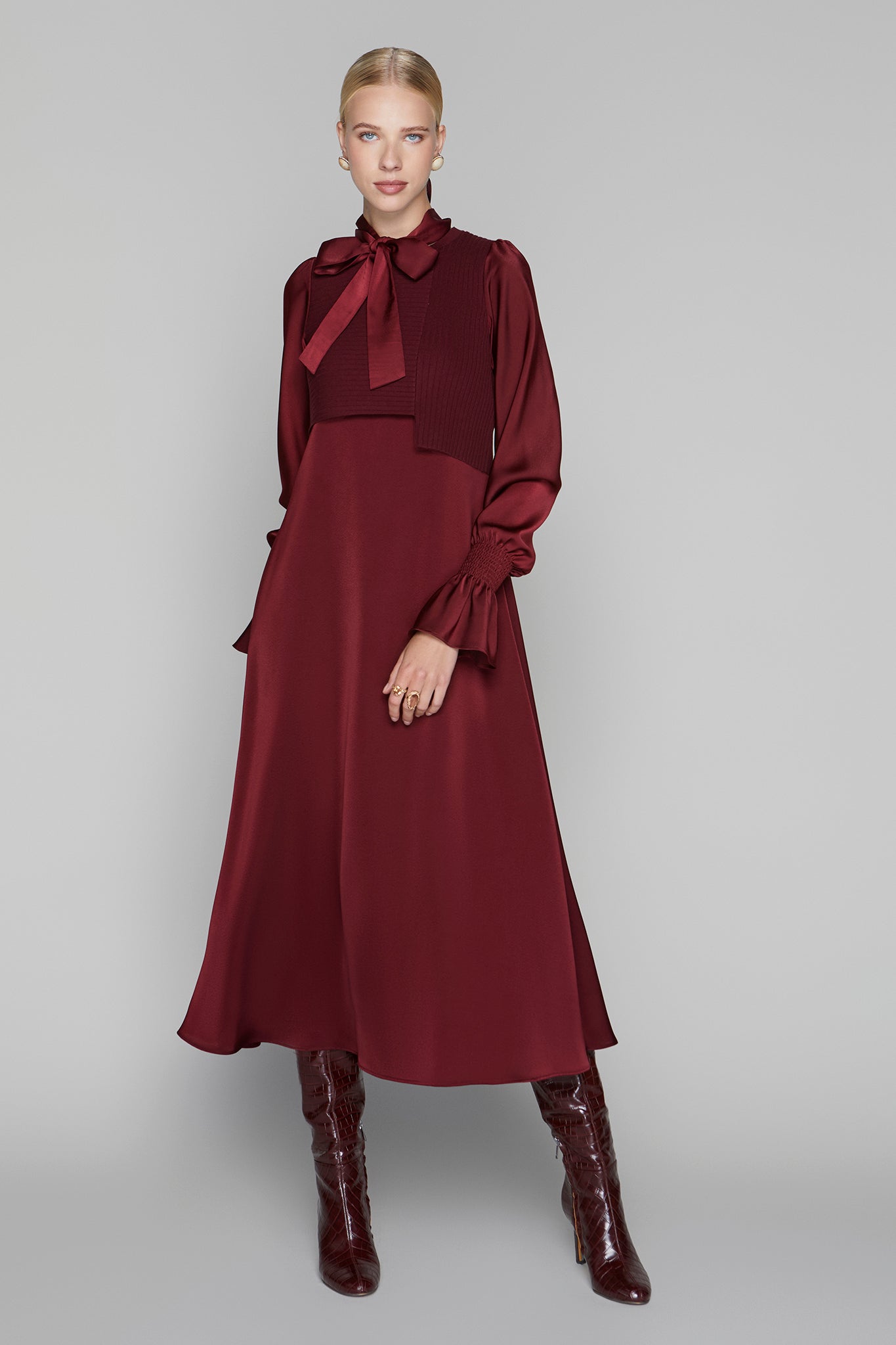 Claremont Dress in Merlot