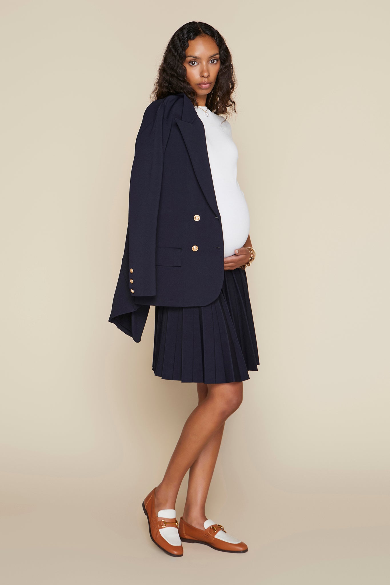 Maternity Infinity Skirt in Deep Indigo Navy