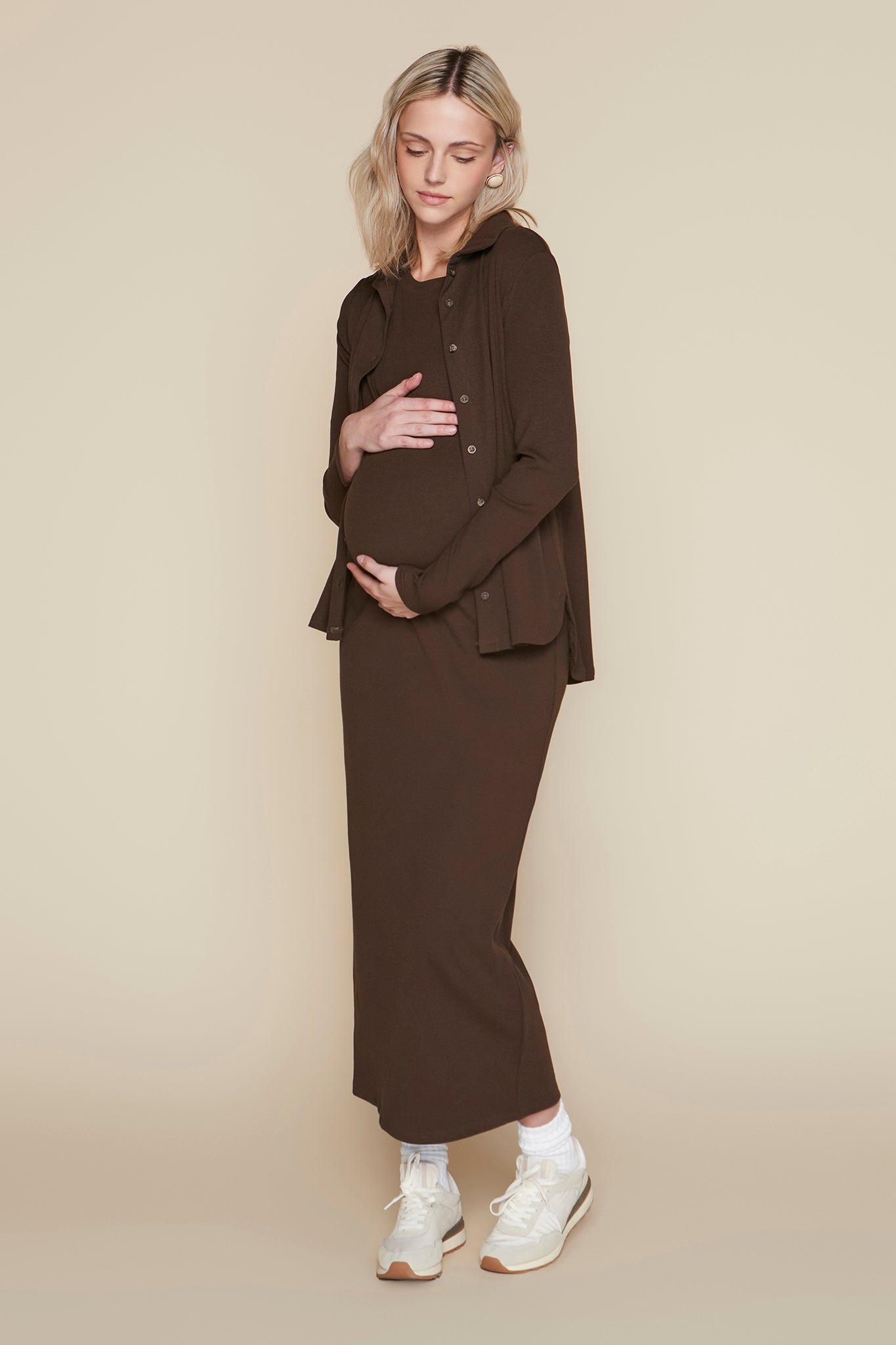 Pierre Maternity Dress in Rustic Brown