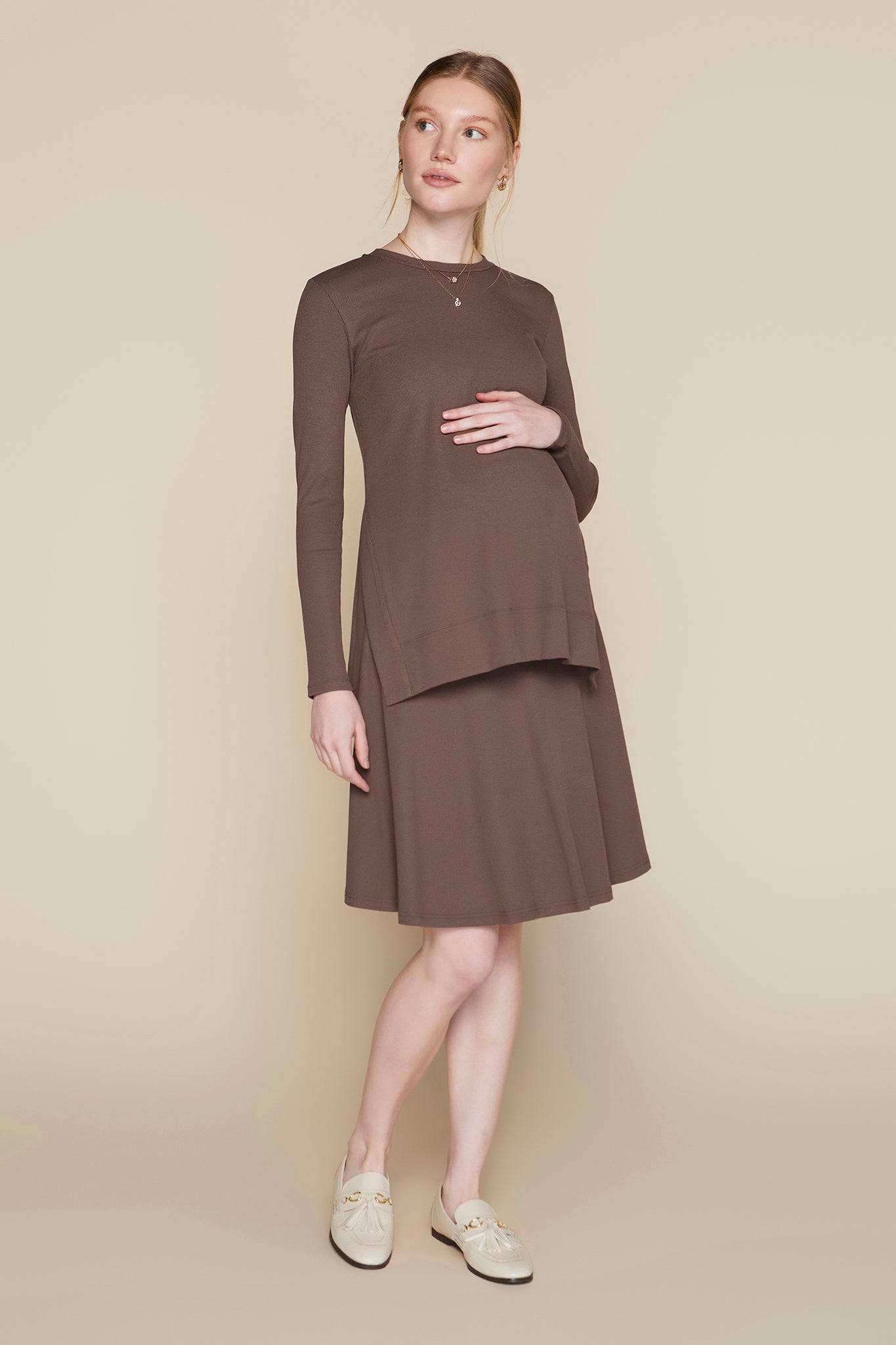 Ventt Maternity Top in Hazelnut