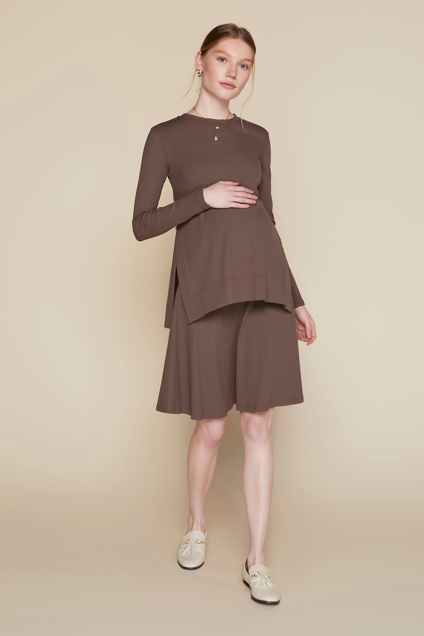 Amethyst Maternity Skirt in Hazelnut