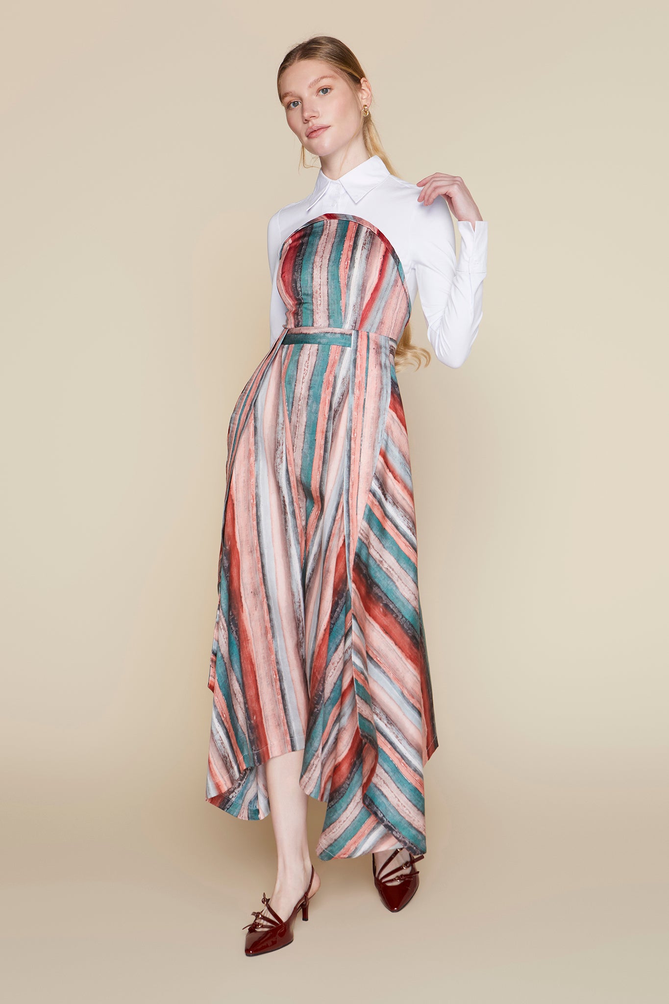 Malaga Dress in Pastel Stripe