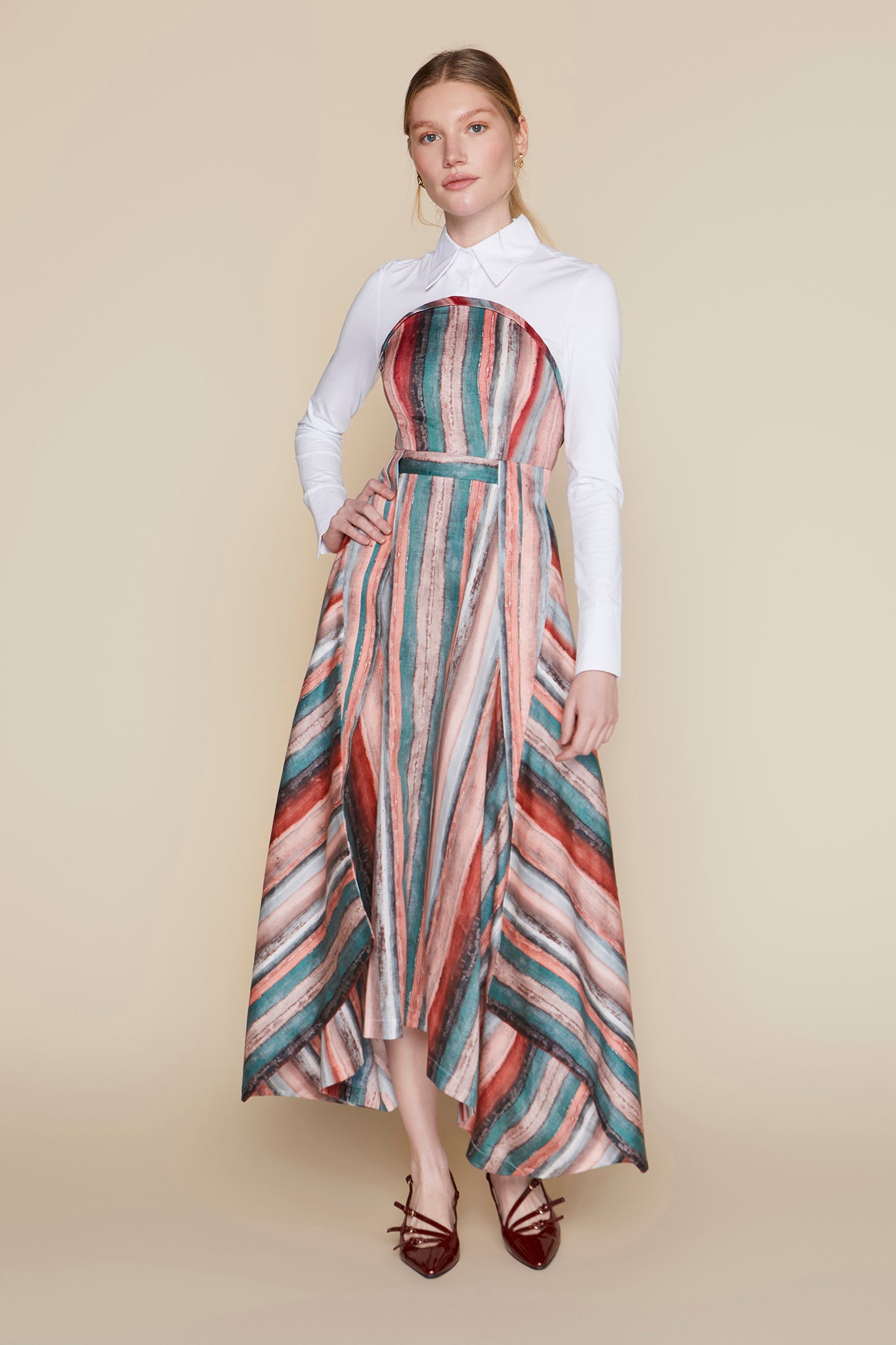 Malaga Dress in Pastel Stripe