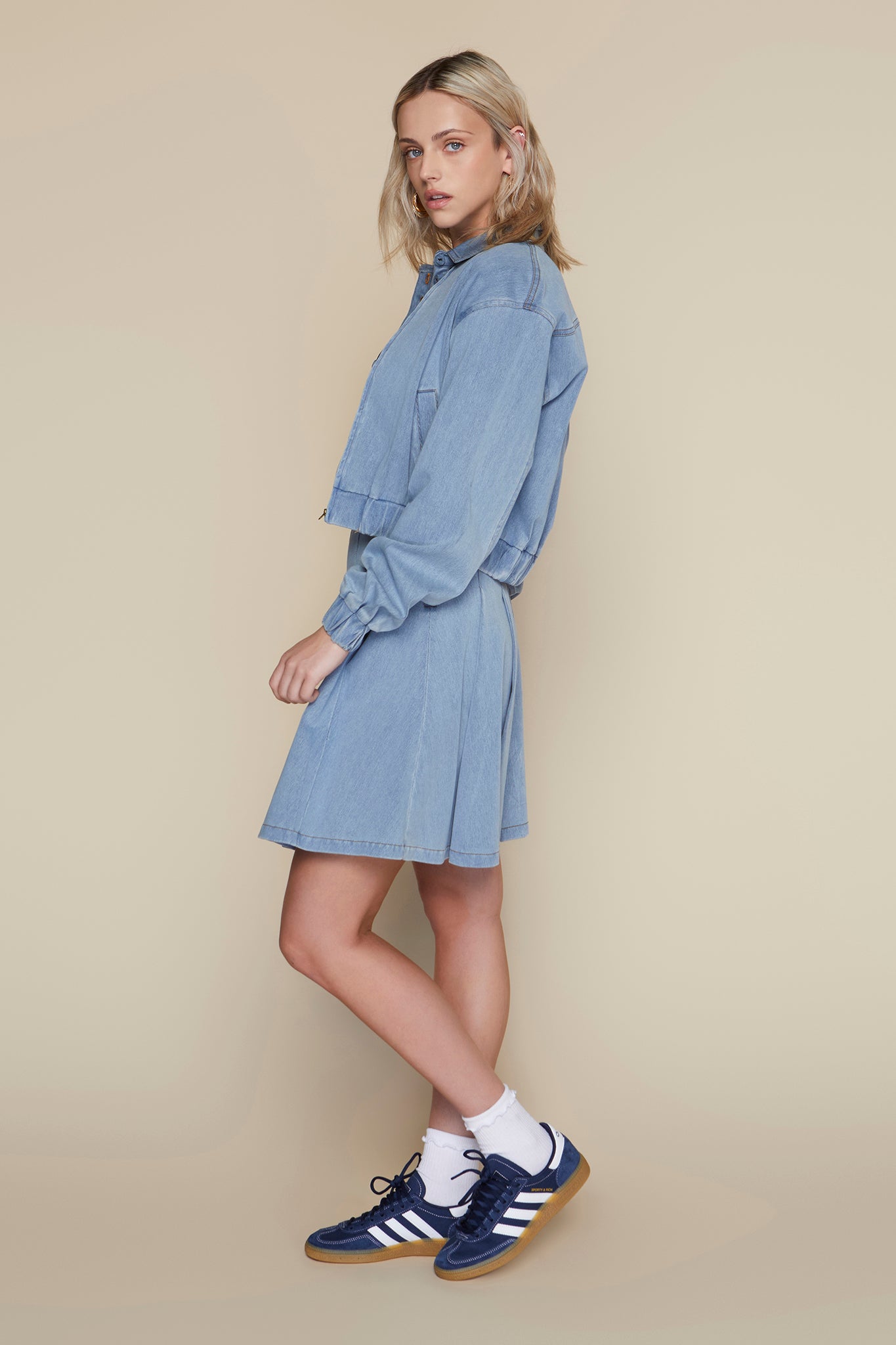 Ebro Bomber in Stone Wash Denim