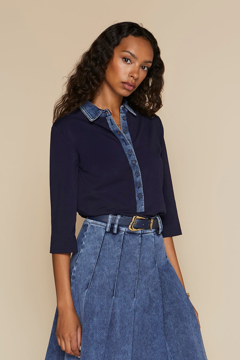 Elba Tee in Navy / Dark Wash Denim