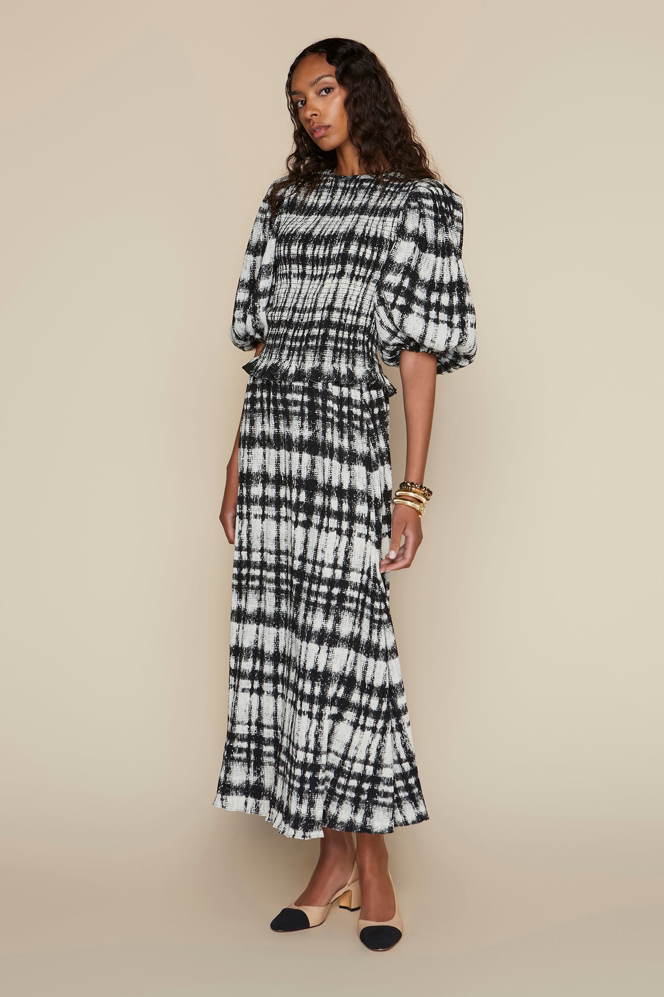 Tavira Top in Blurred Grid