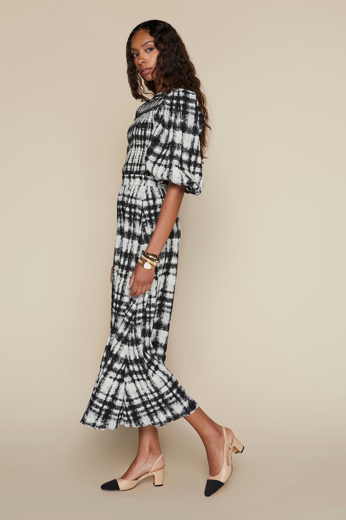 Tavira Top in Blurred Grid