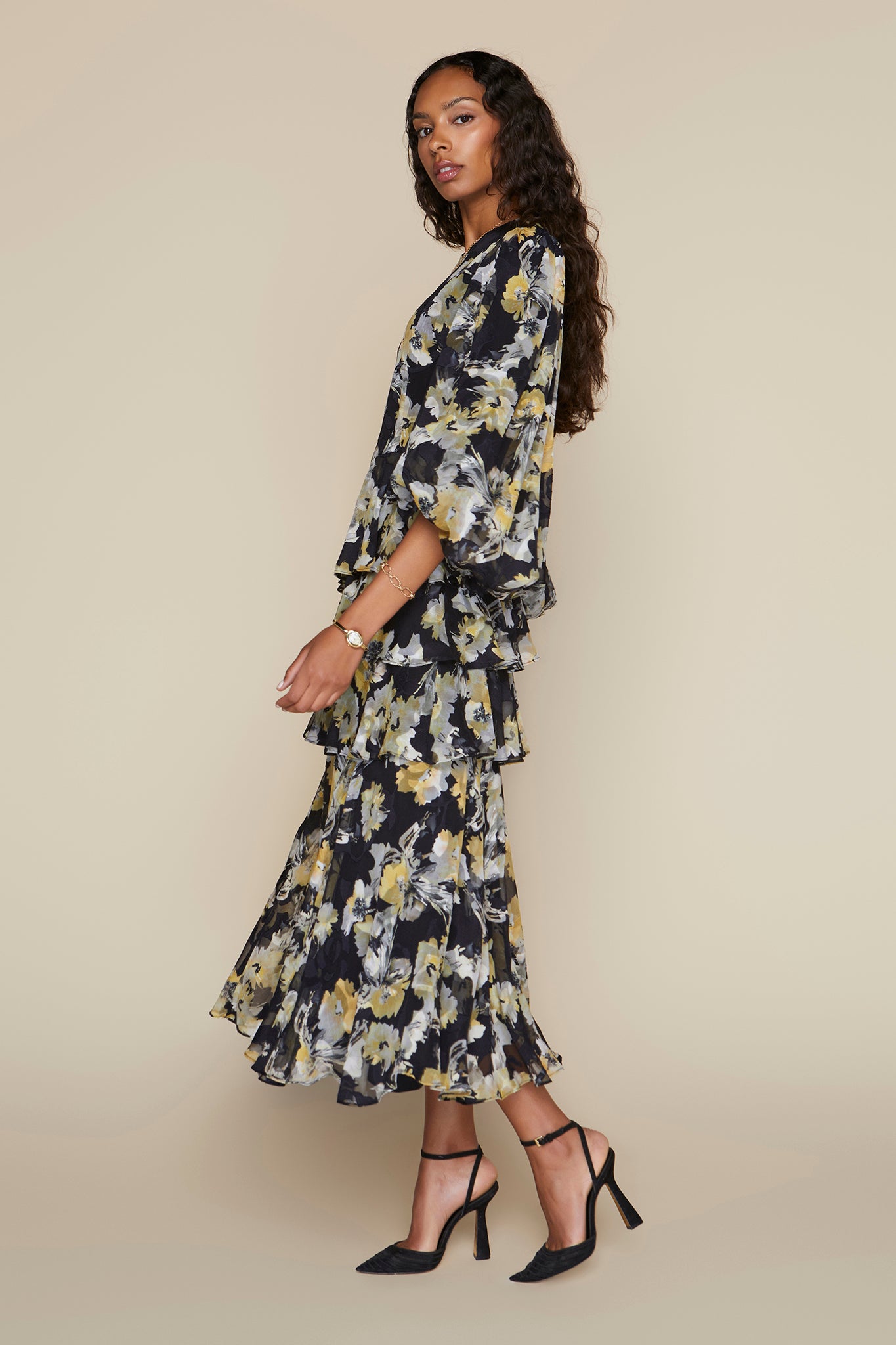 Capri Dress in Noir Bloom