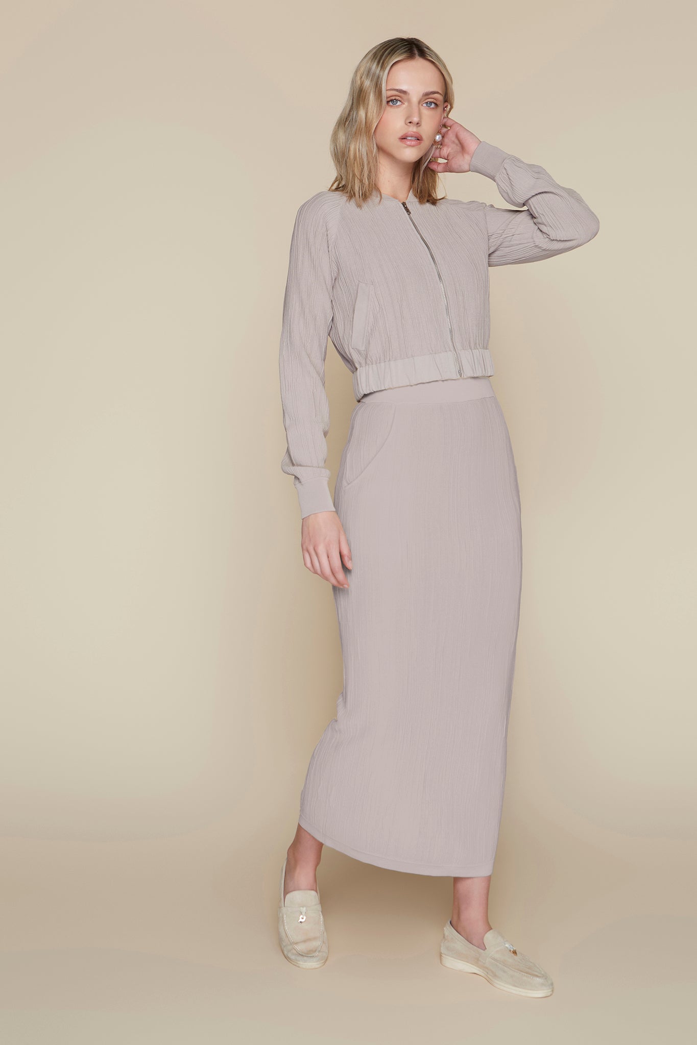 Cannes Maxi Skirt in Bone