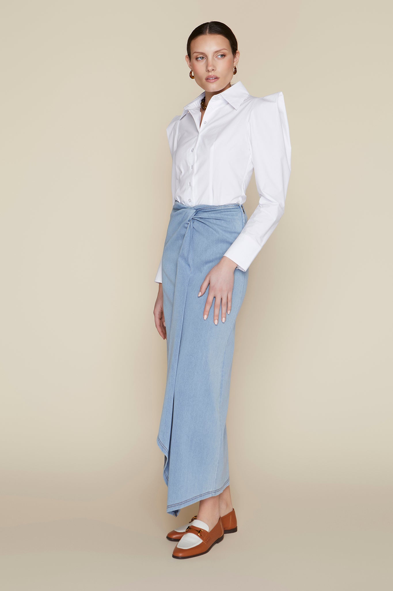 Vendôme Skirt in Stone Wash Denim