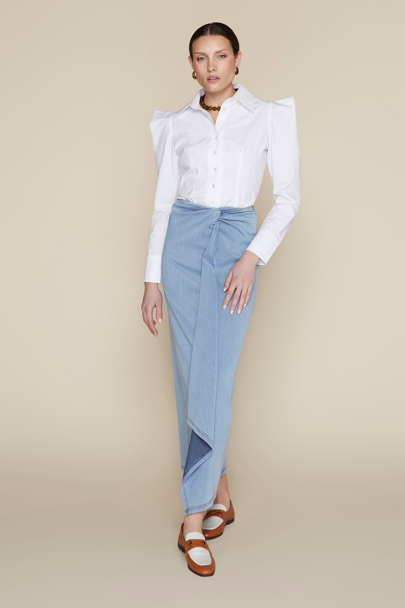 Vendôme Skirt in Stone Wash Denim