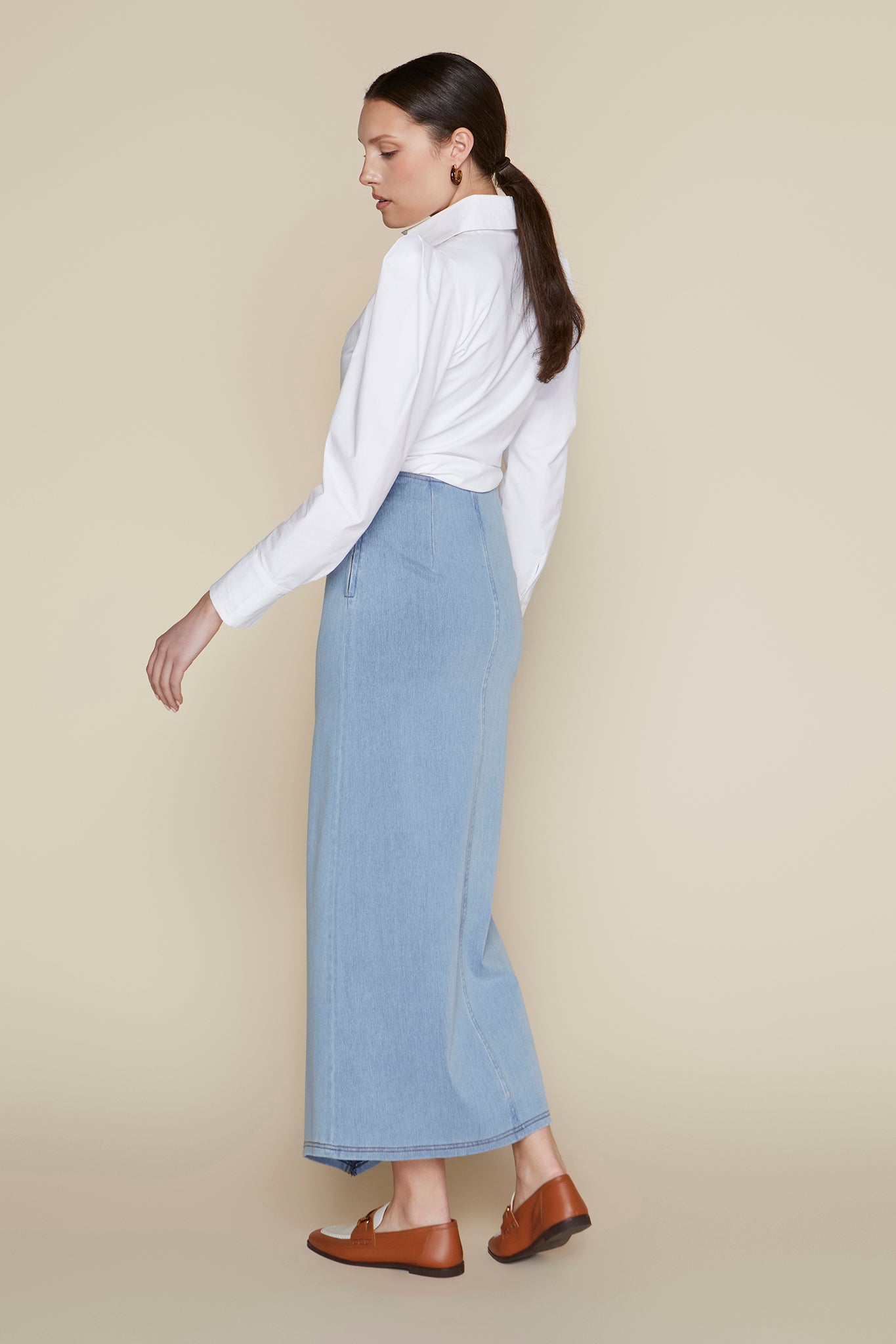 Vendôme Skirt in Stone Wash Denim