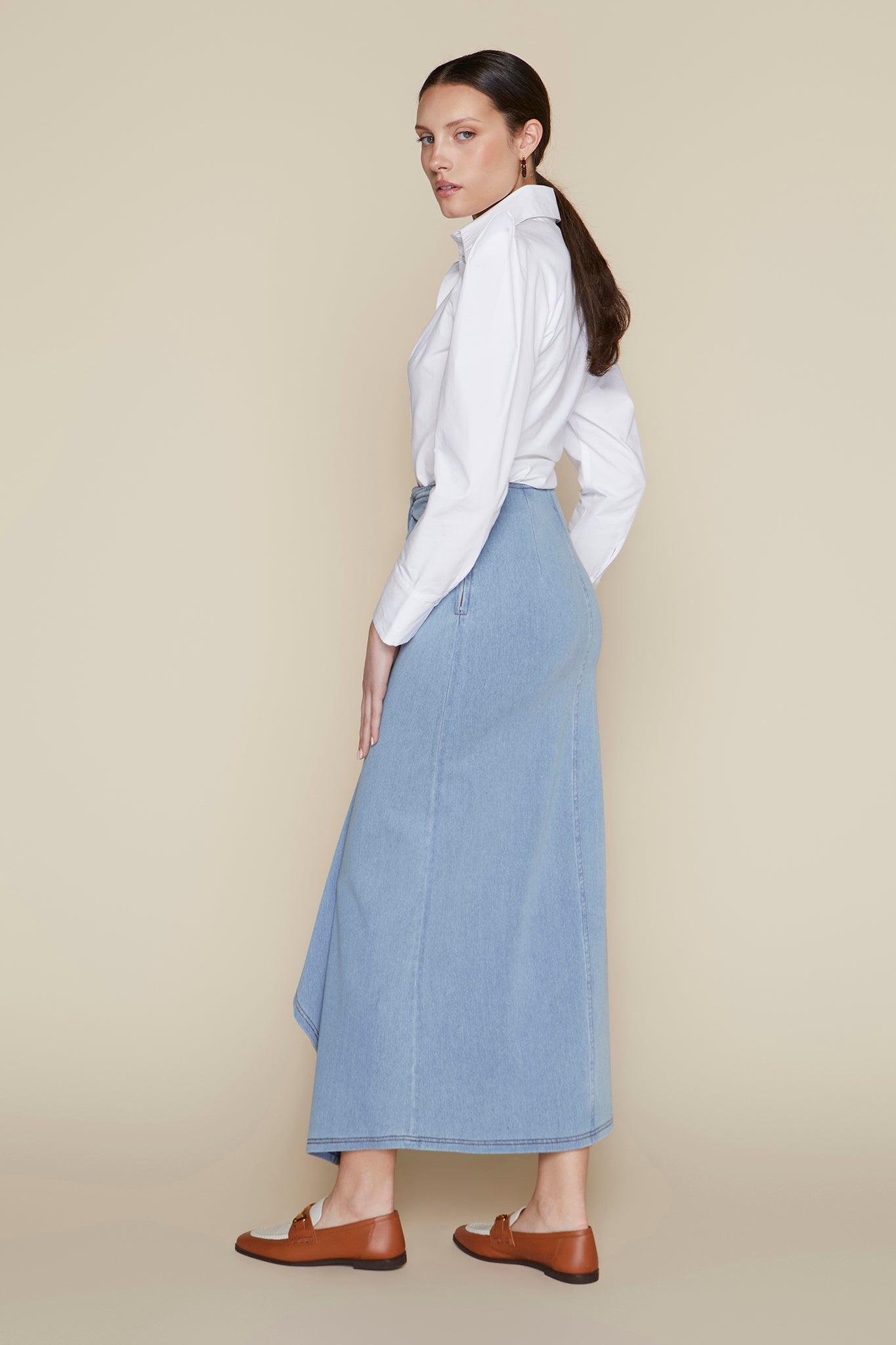 Vendôme Skirt in Stone Wash Denim