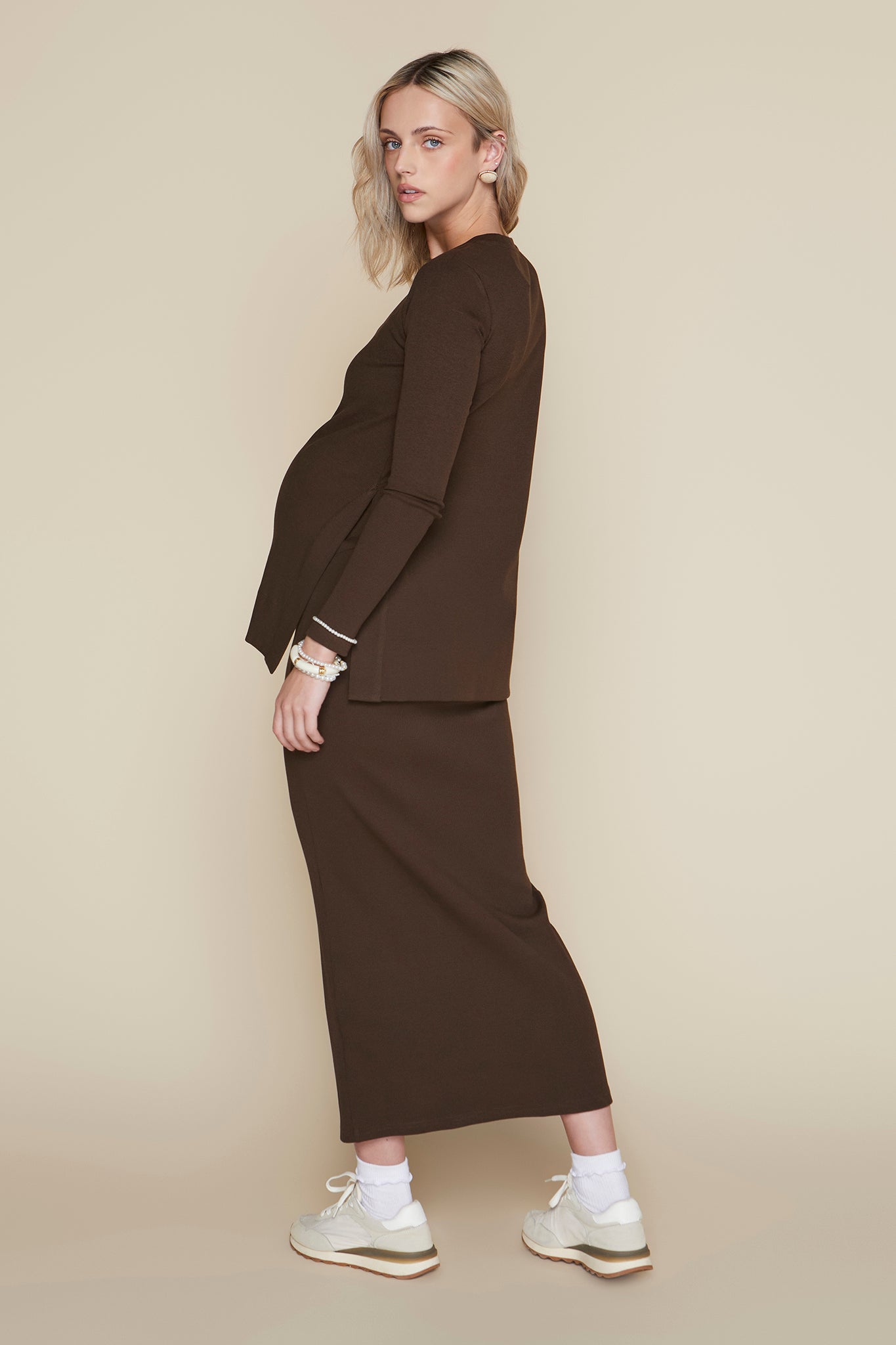 Sapphire Maternity Skirt in Rustic Brown