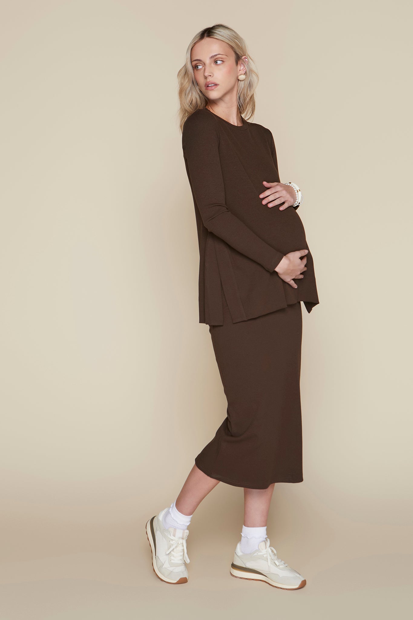 Sapphire Maternity Skirt in Rustic Brown