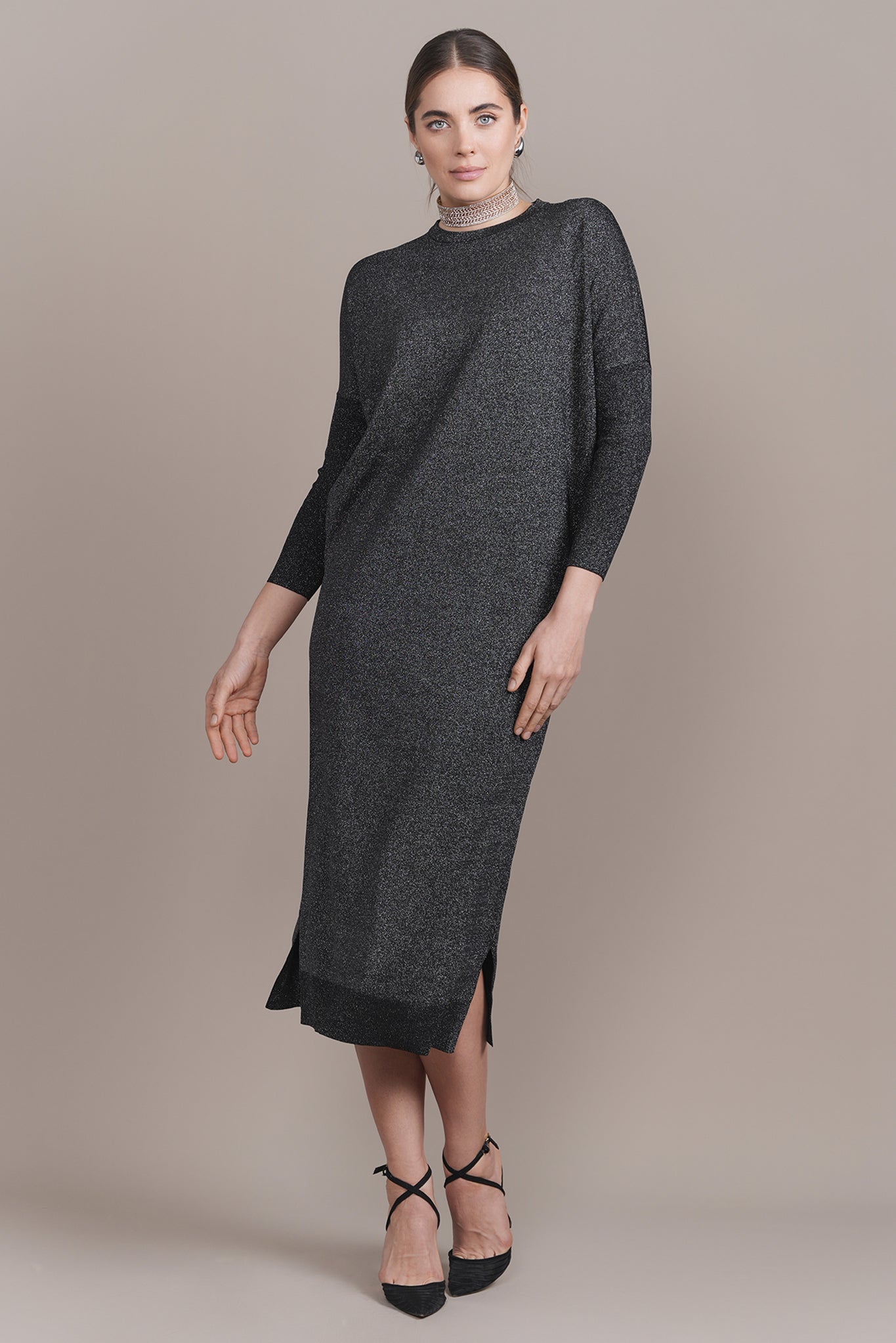 Perilla Dress in Metallic Black