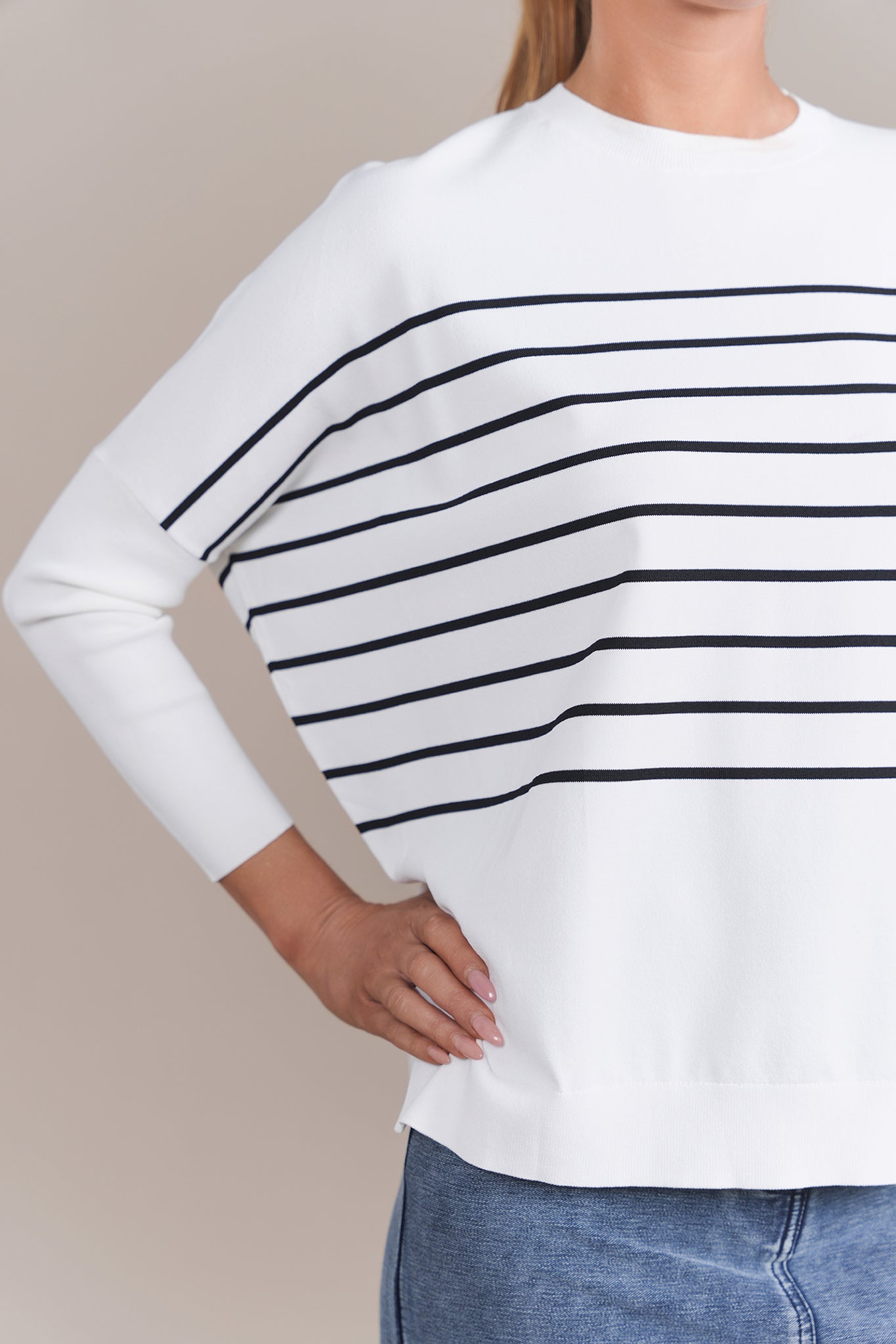 Montia Top in White/Black Stripe