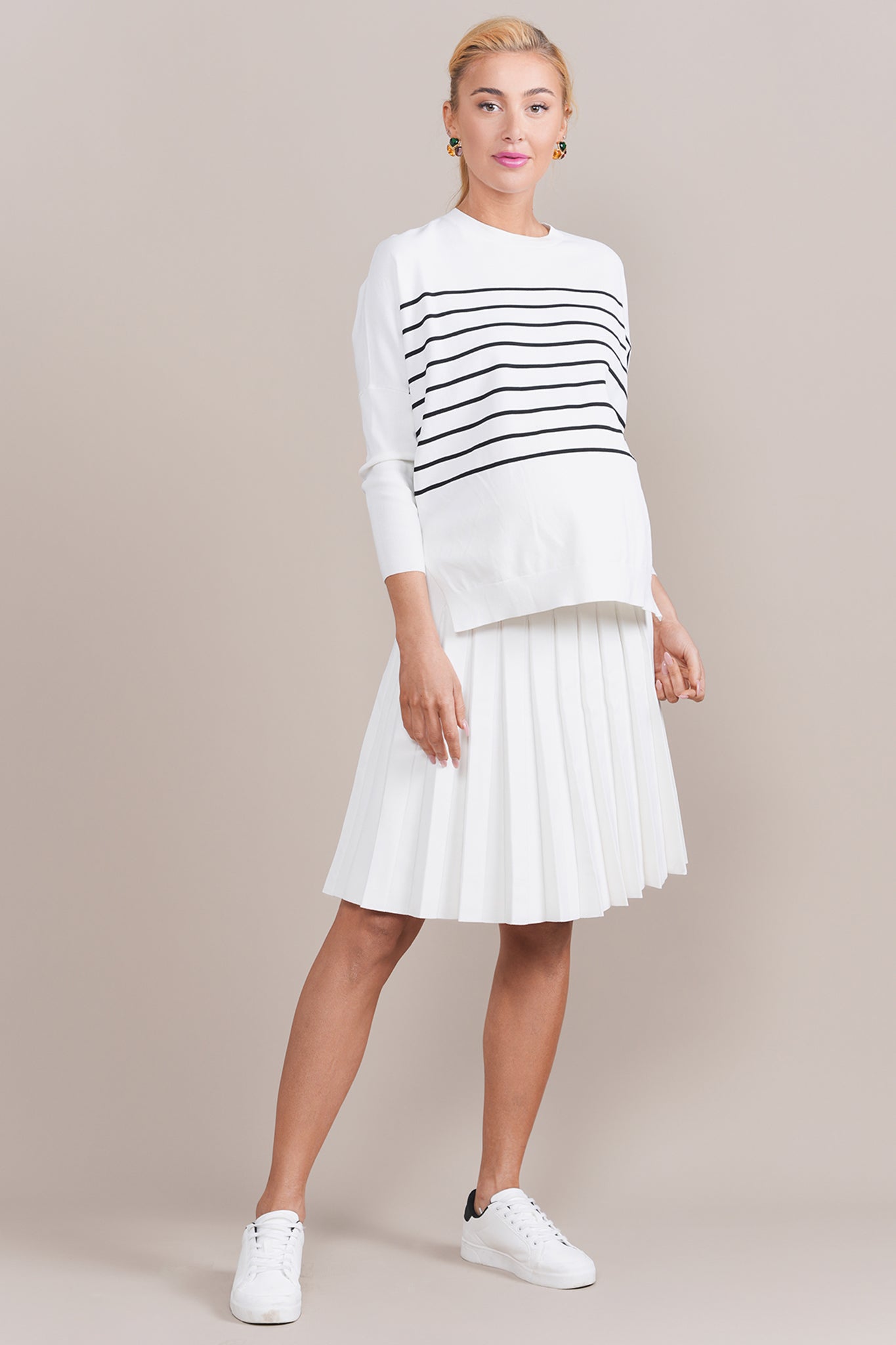 Montia Top in White/Black Stripe