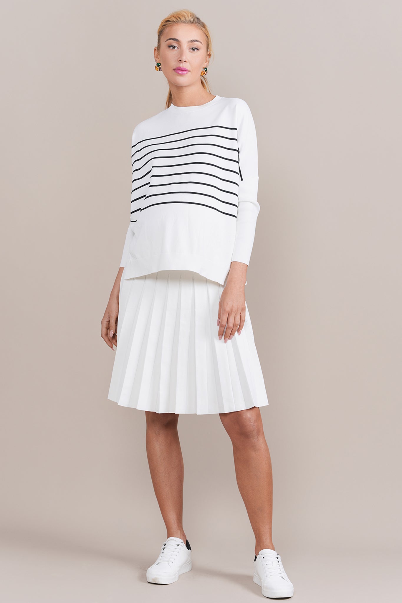 Montia Top in White/Black Stripe