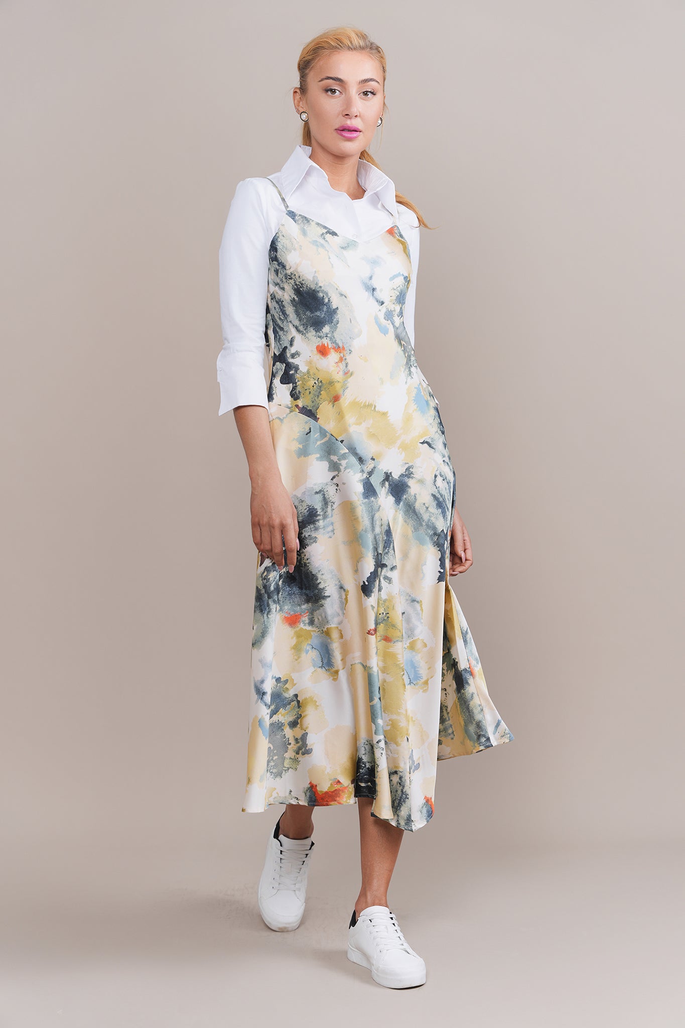 Clara Slip Dress in Abstract Print