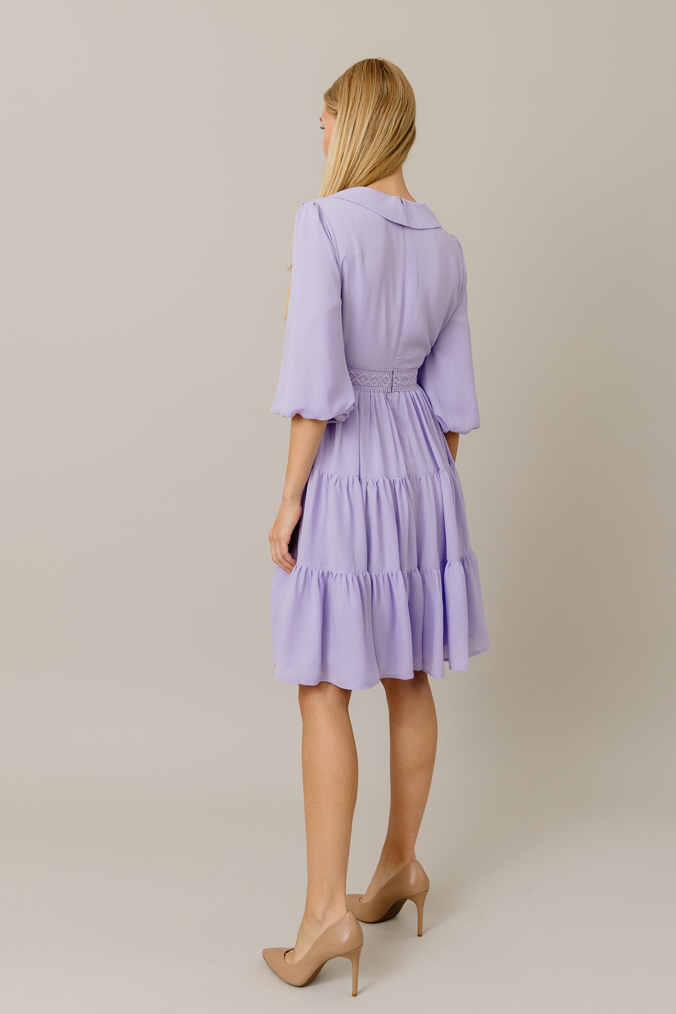 Tiered Chiffon Dress in Lilac