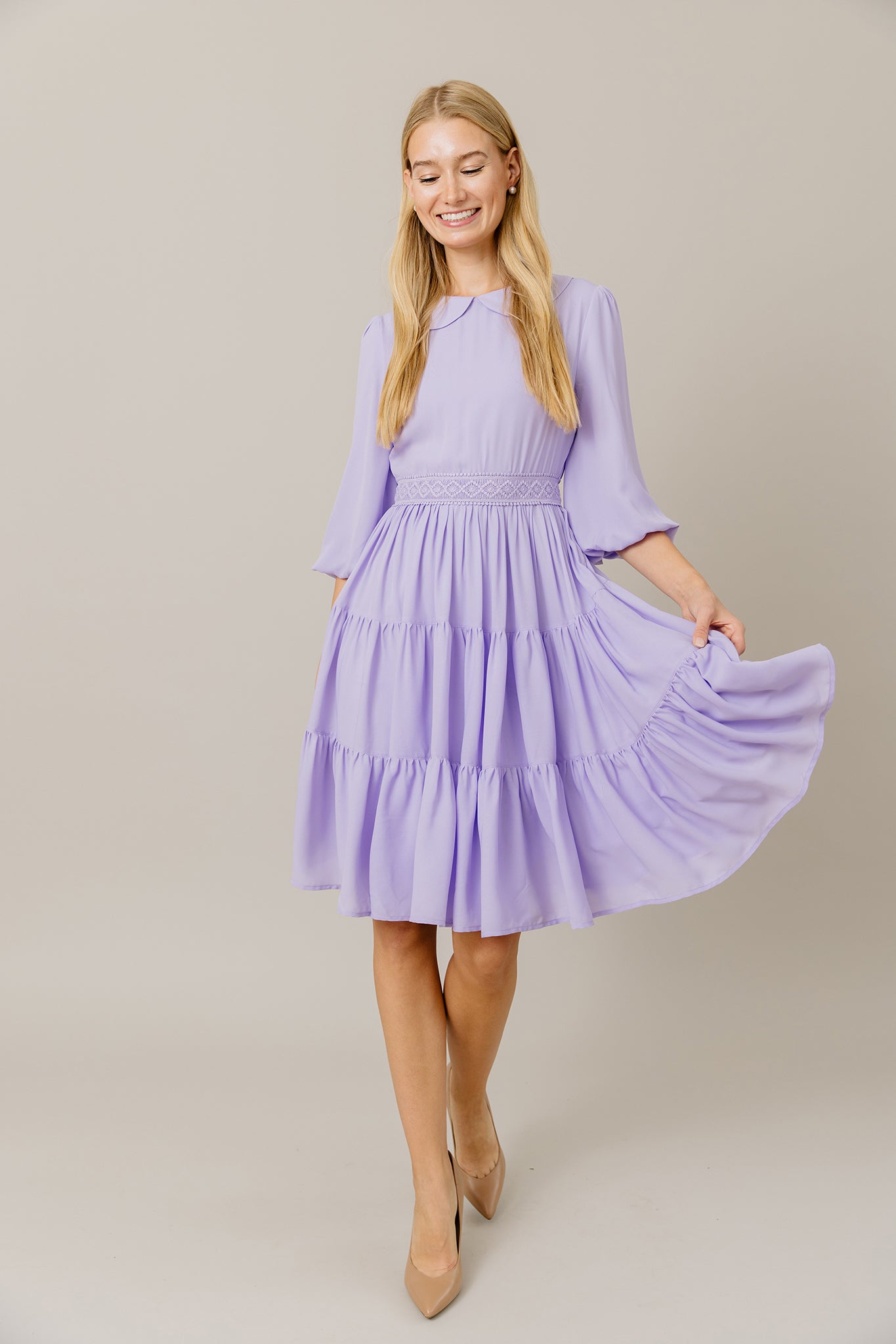 Tiered Chiffon Dress in Lilac
