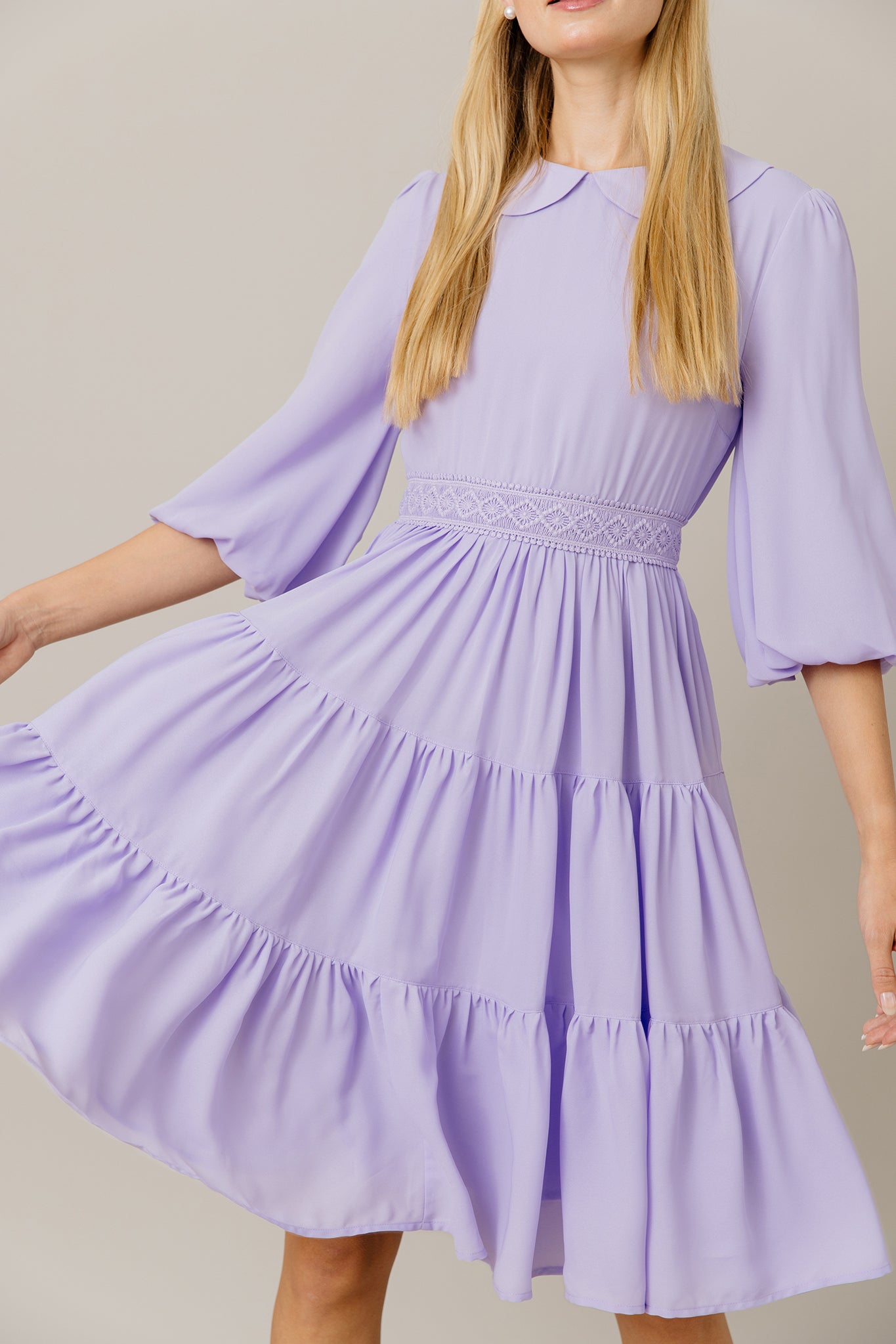 Tiered Chiffon Dress in Lilac