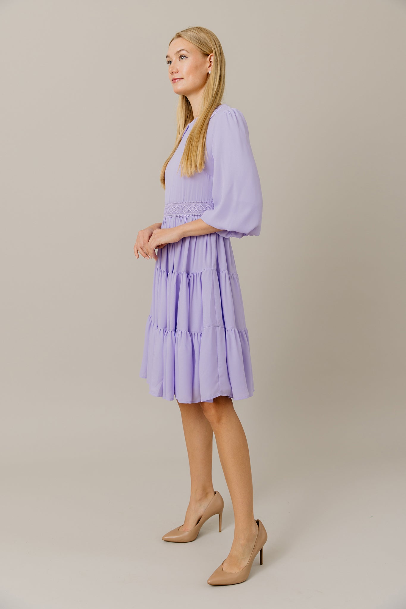 Tiered Chiffon Dress in Lilac