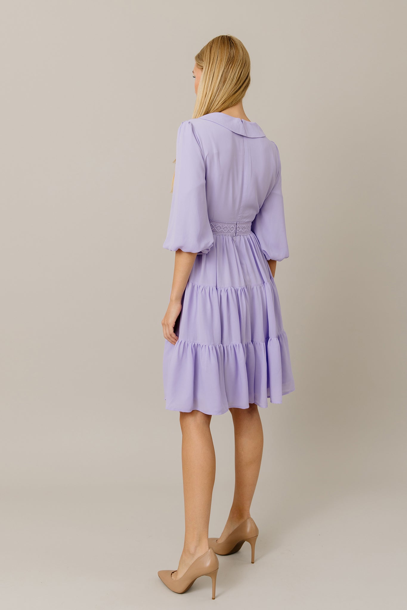 Tiered Chiffon Dress in Lilac