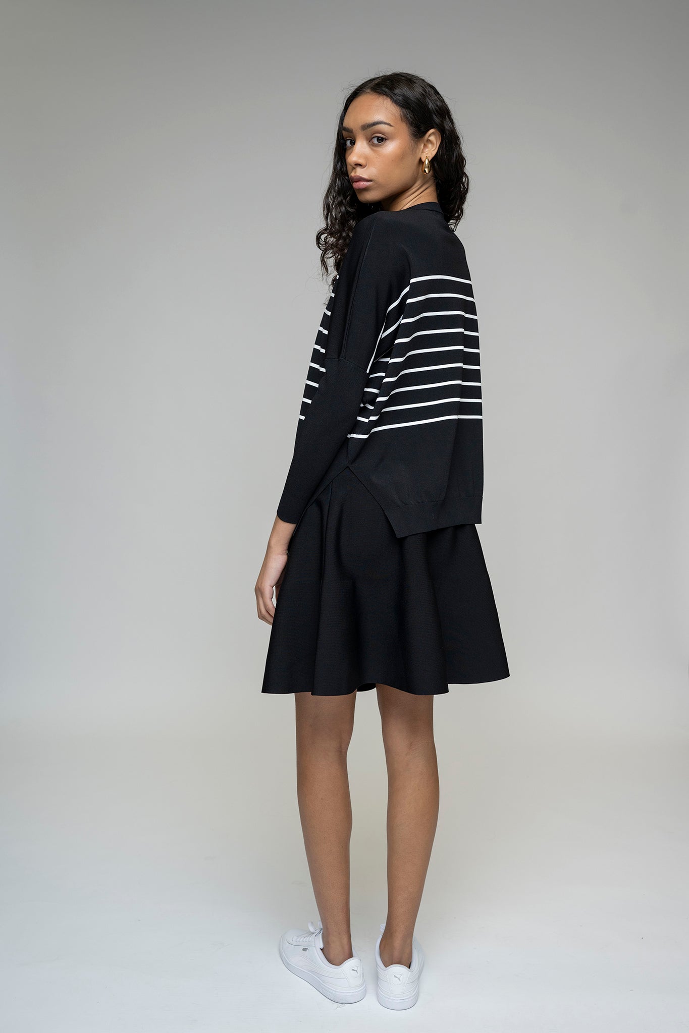 Montia Top in Black/White Stripe