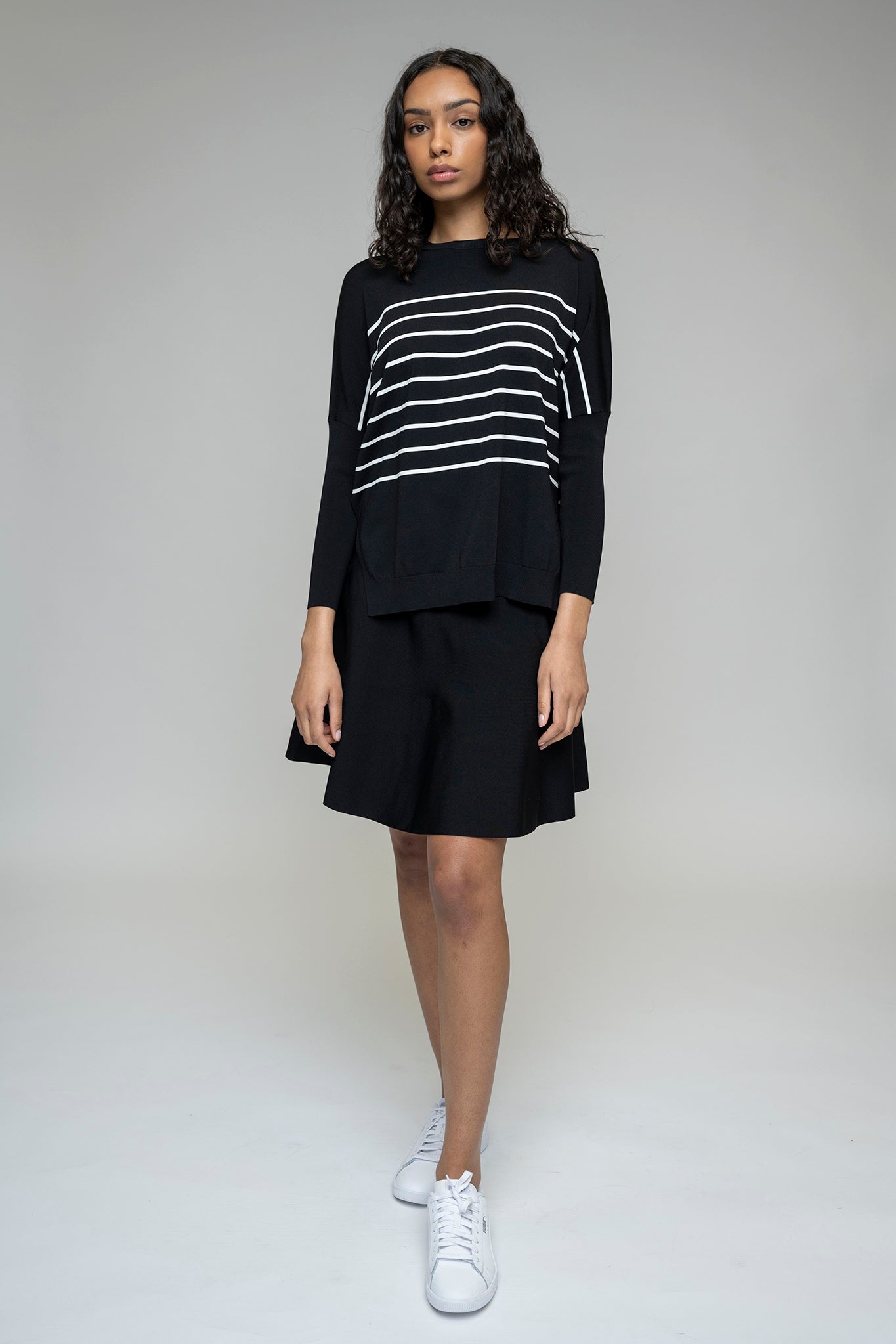 Montia Top in Black/White Stripe