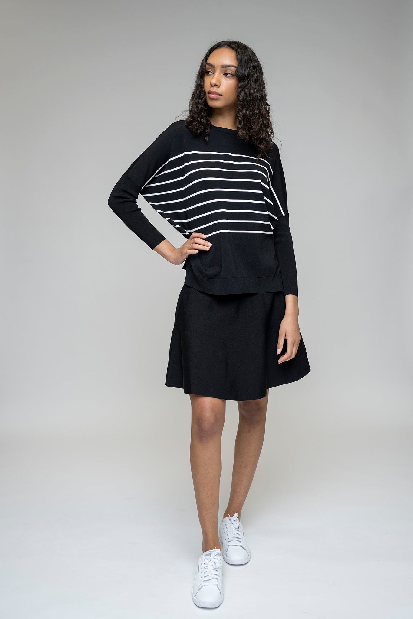 Montia Top in Black/White Stripe