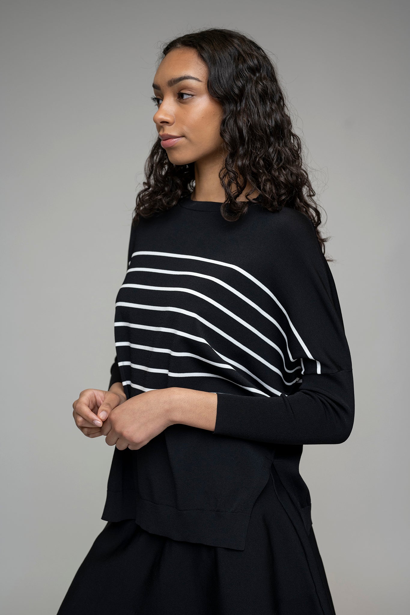 Montia Top in Black/White Stripe