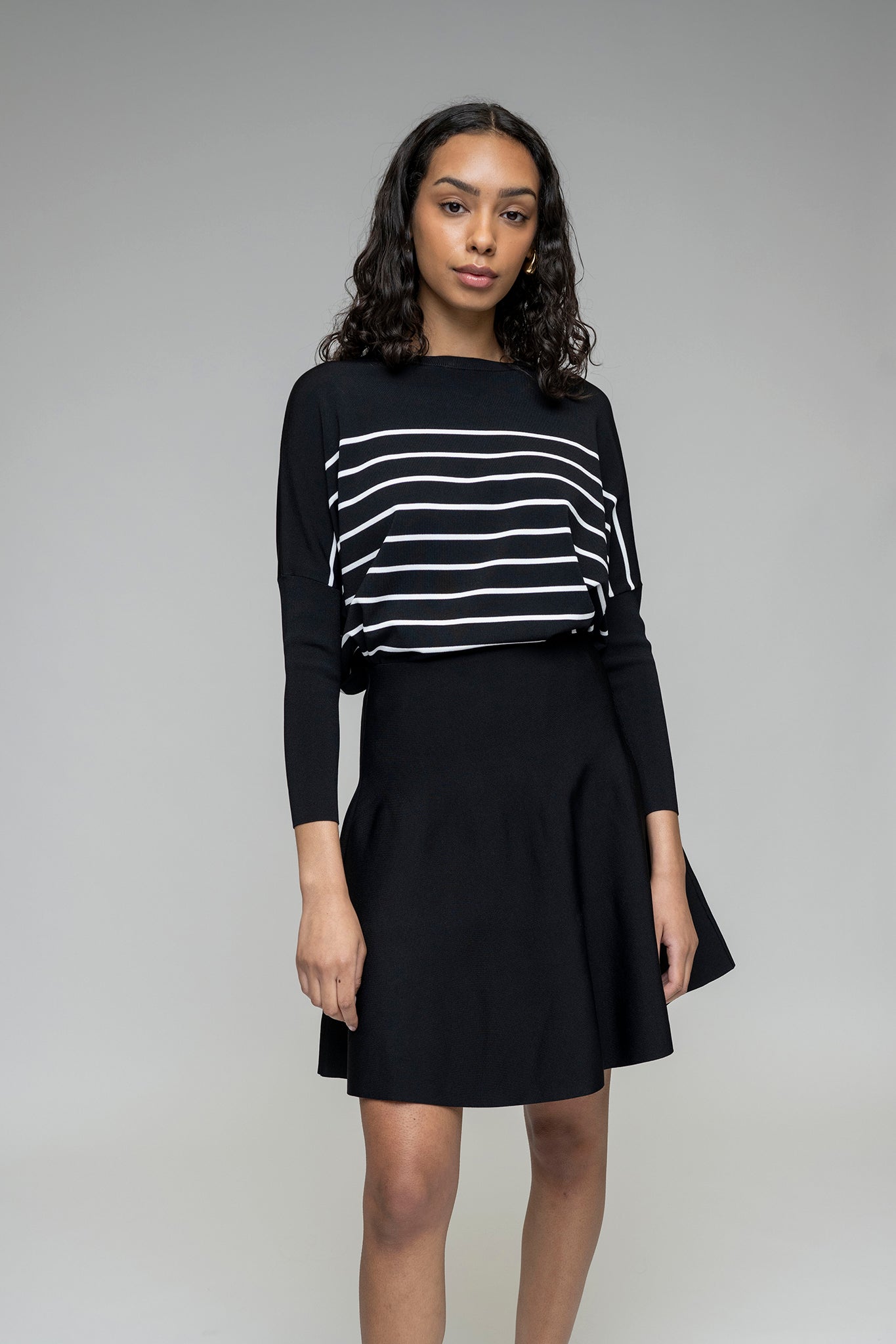 Montia Top in Black/White Stripe