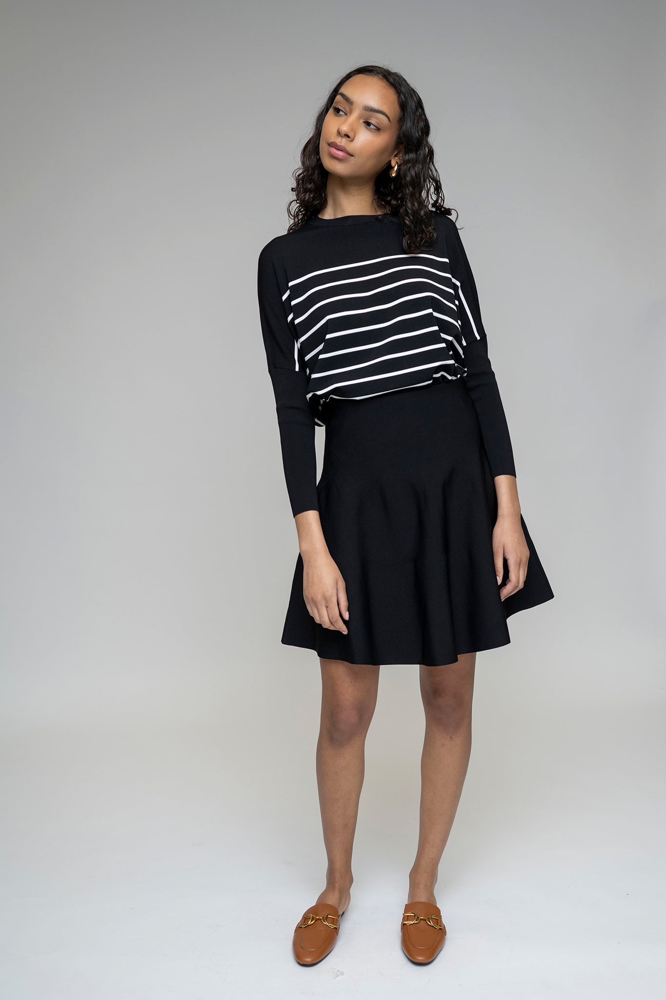 Montia Top in Black/White Stripe