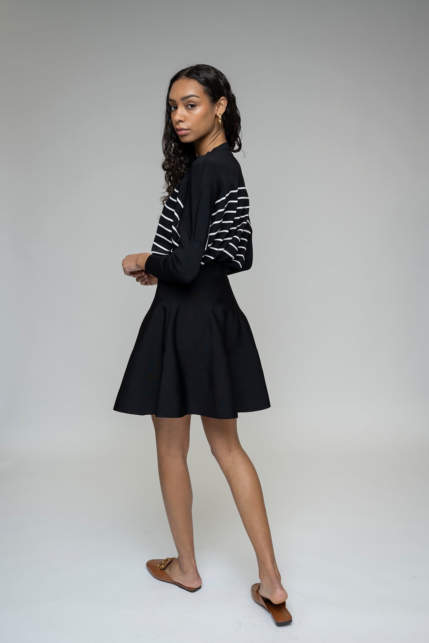 Montia Top in Black/White Stripe