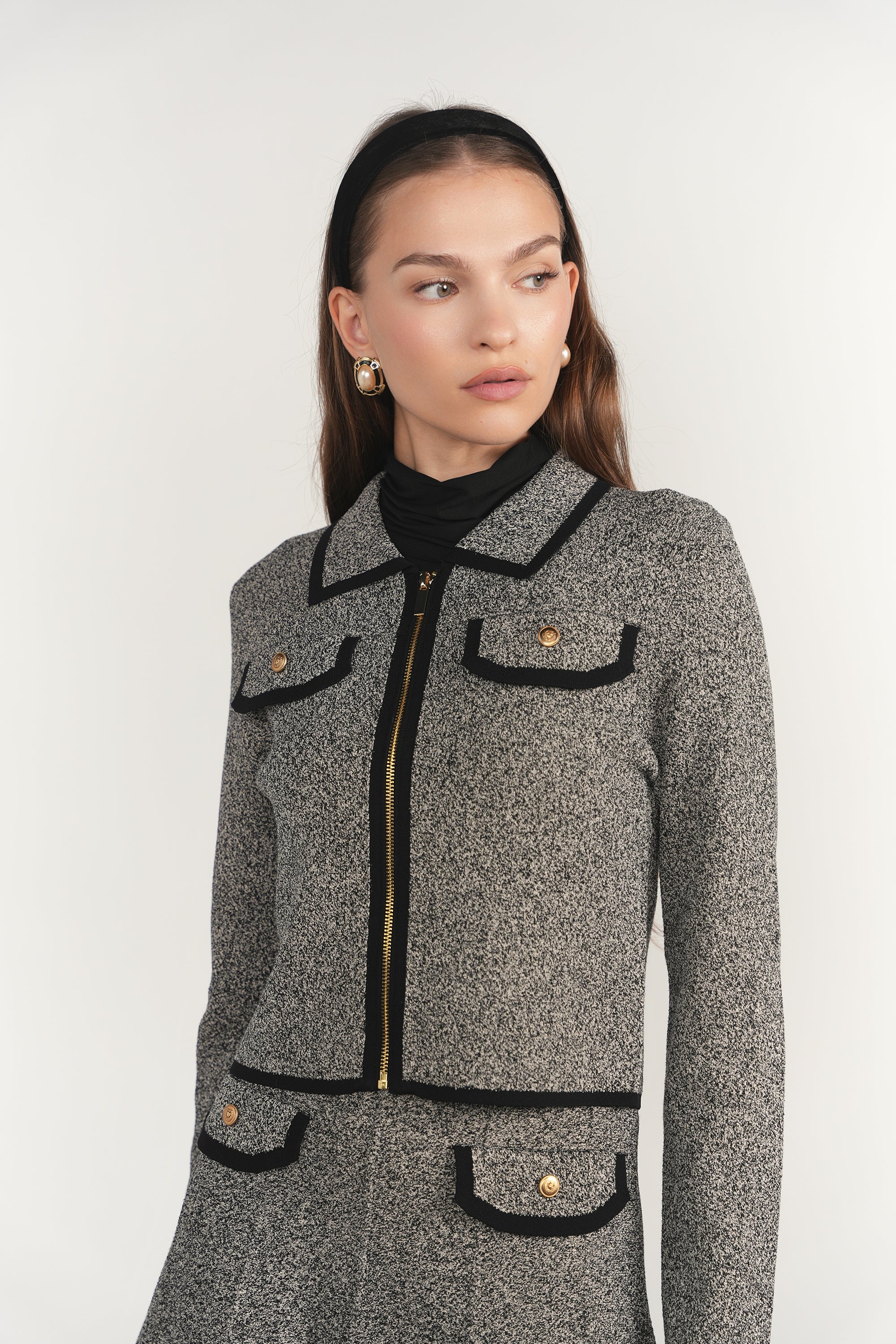 Trent Jacket in Black Tweed
