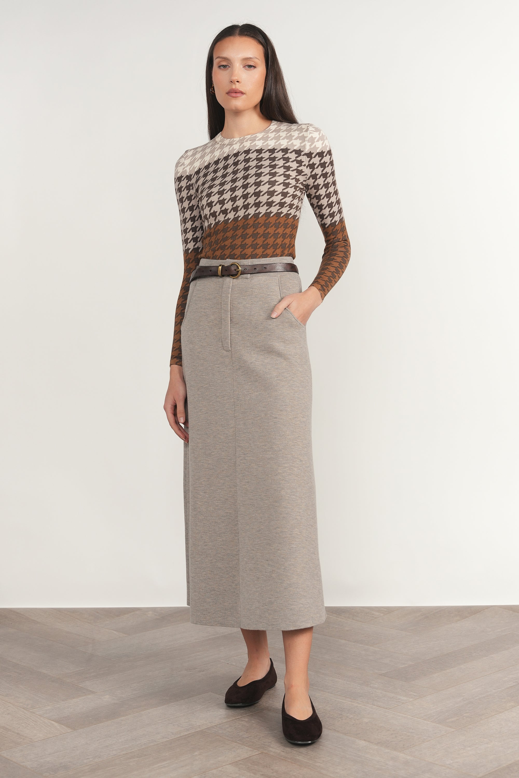 Seine Skirt in Greige Marl