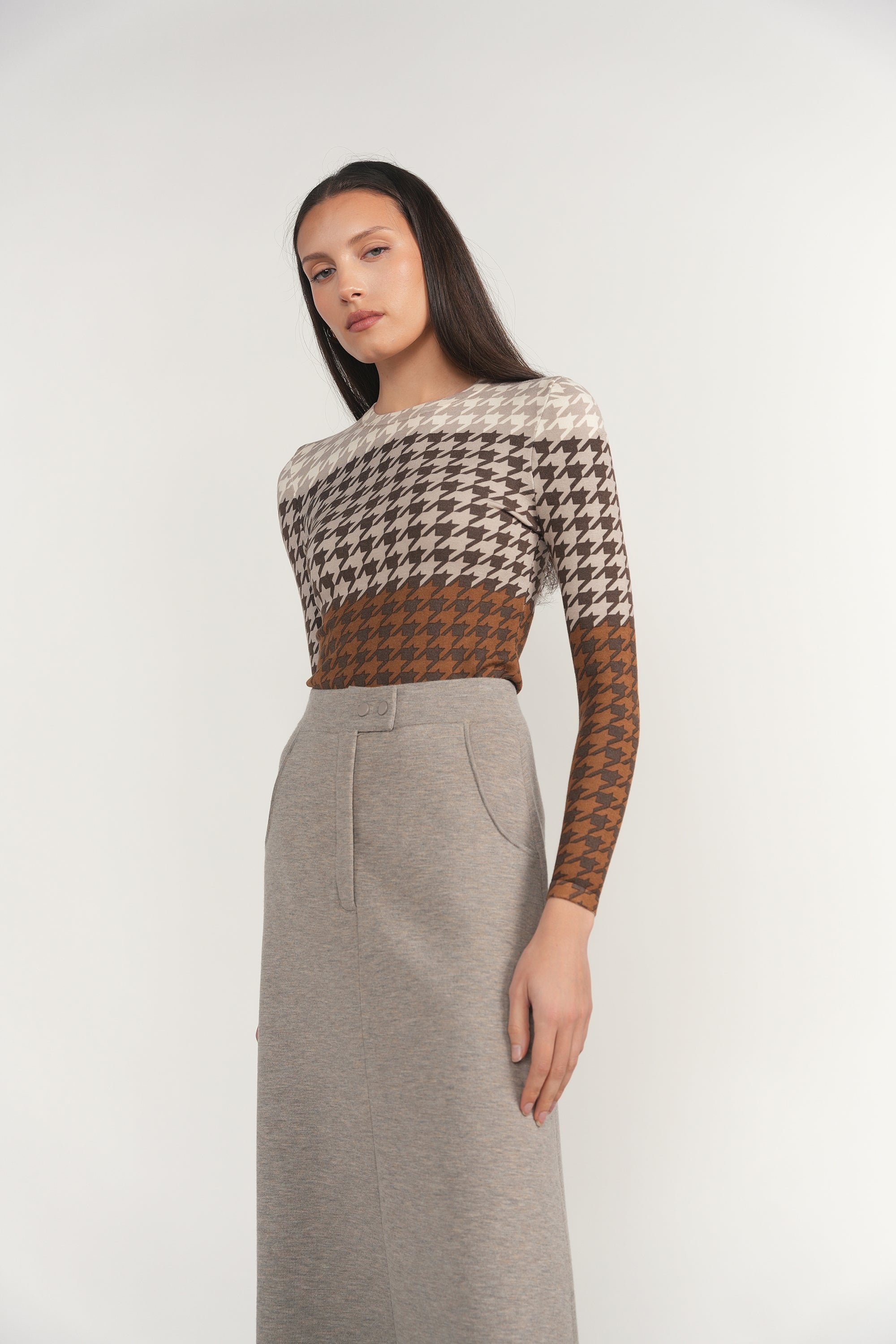Seine Skirt in Greige Marl