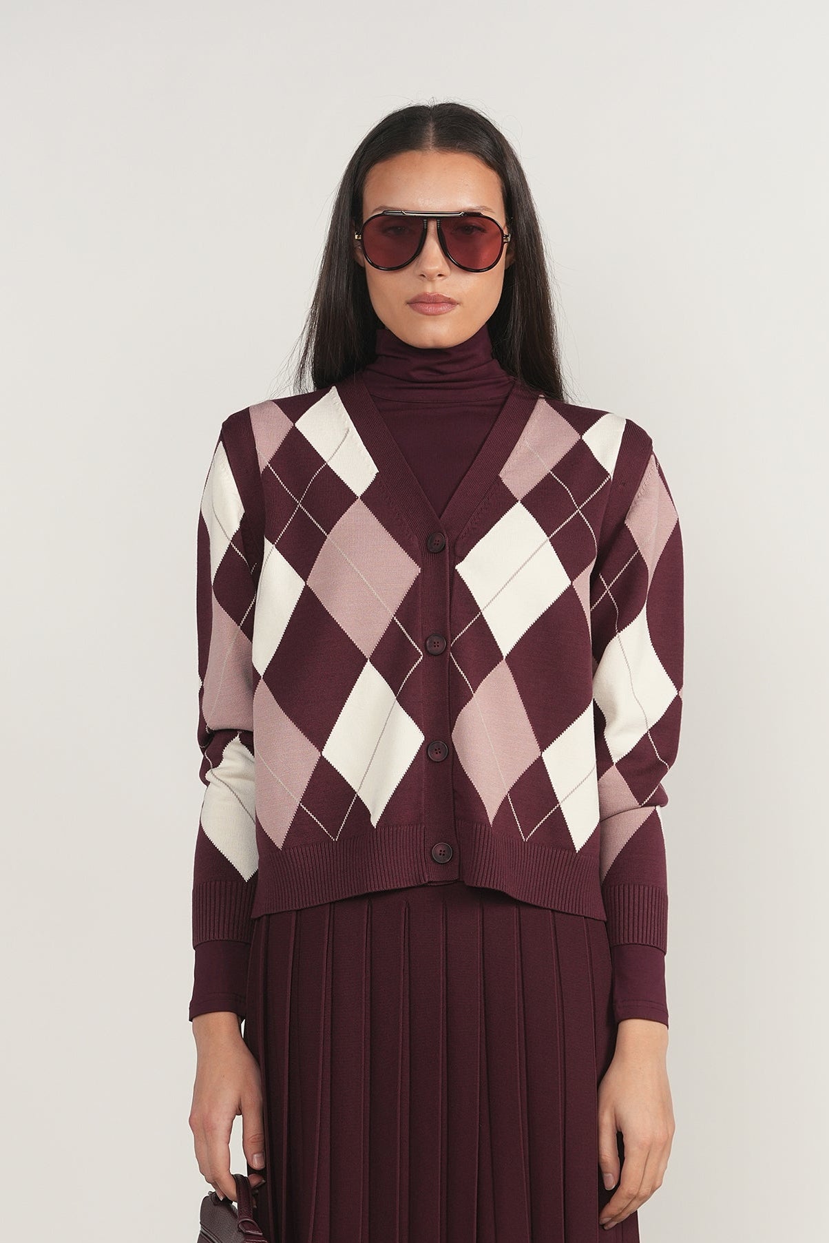 Rhine Cardigan Vest in Antique Berry / Dusty Rose